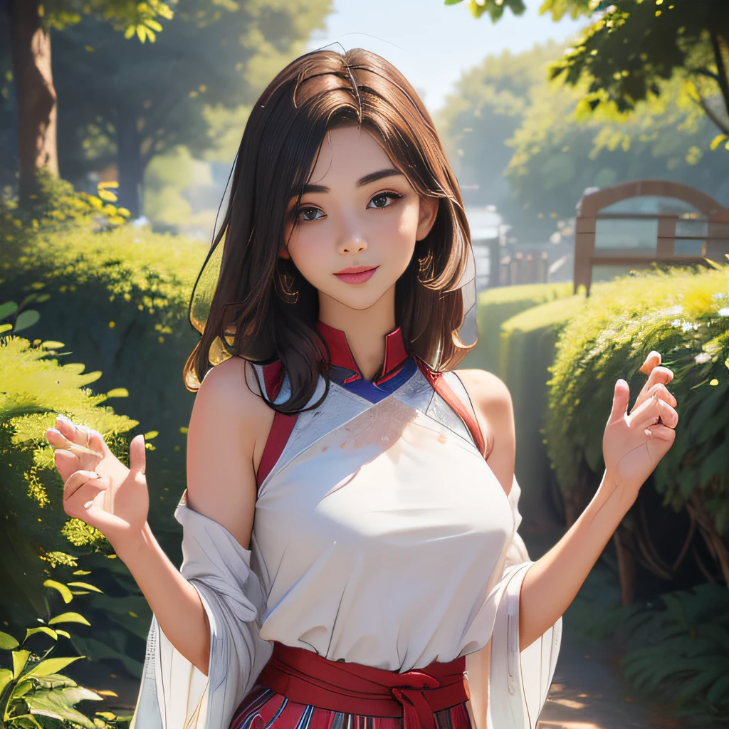 (Extremely detailed 8k wallpaper:2), (photo:2), (22 years old soigne Beautiful girl:2), (gives a lecture to friends:2), detailed (Face and eyes), (hyper realistic:1), (highly detailed:1), (epic realistic:1), rim light, (maximum details:1), cozy, (fullbody:1.3), (looking at viewer:2), (Woman's Attractive Qualities:2), (Attractive Woman:2), (Attractive:2), Smile, Intelligence, Empathy, Gracefulness, Sense of Style, Fitness, Grooming, Optimism, (Sensitivity:2), Sincerity, Romantic Gestures, Playfulness, Fashion Sense, (Sensuality:2), Charm, Modesty, Thoughtfulness, (Femininity:1), Flirtatiousness, Warmth, (Physical attractiveness:2), A beautiful smile, A love of life, strength and power, vulnerability, curiosity, wonder, love, (nature background:2), kawaii, waifu, Beautiful breasts, (attractive body:2), (Beautiful body:2), Beautiful pose, attractive pose, (Beautiful legs:1.0), (Beautiful clothes:1), (classic clothes:2), (elegant clothes:2), (European clothes:2), detailed clothes, (skirt:1), (blouse:1), (provocative pose)