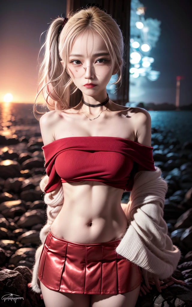 1 girl, Solo, high resolution, long hair, chest, shill, red eyes, Hood, backlit, best quality, Anatomically correct, very detailed, realistic textures, silver hair, smile, simple background, subjective point of view, Hair clips, Photographic realism,