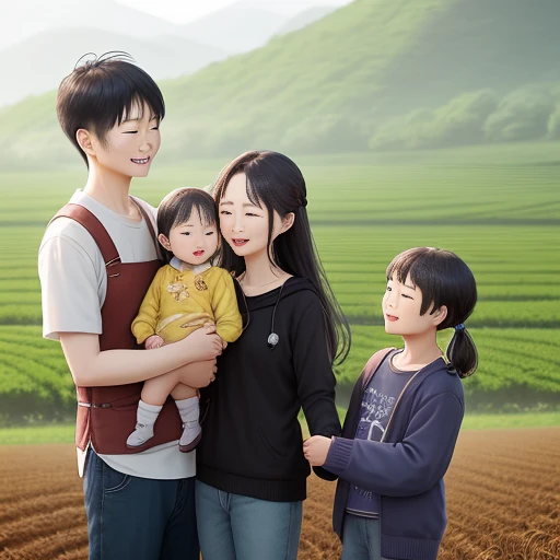 Natural cultivation farmer recovering from illness。40's couple and daughter、son、The story of the revival of