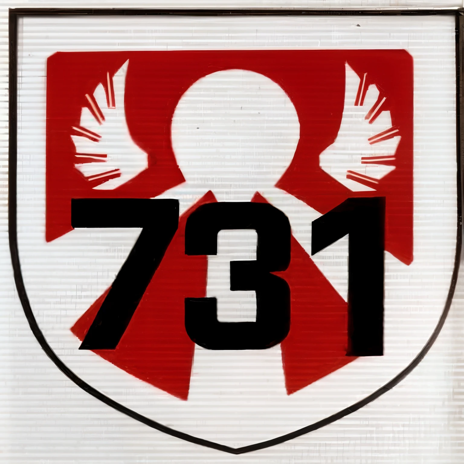 a red and white crest with a number and wings, SCP 173, # 7 3 c 2 fb, SCP-173, Foto SCP-173, emblemaa do escudo, design de patch de ombro, Distintivo, SCP Foundation, emblema, number 31 on jersey, number 31!!!!!, n 7, n7, 1 8 7 3