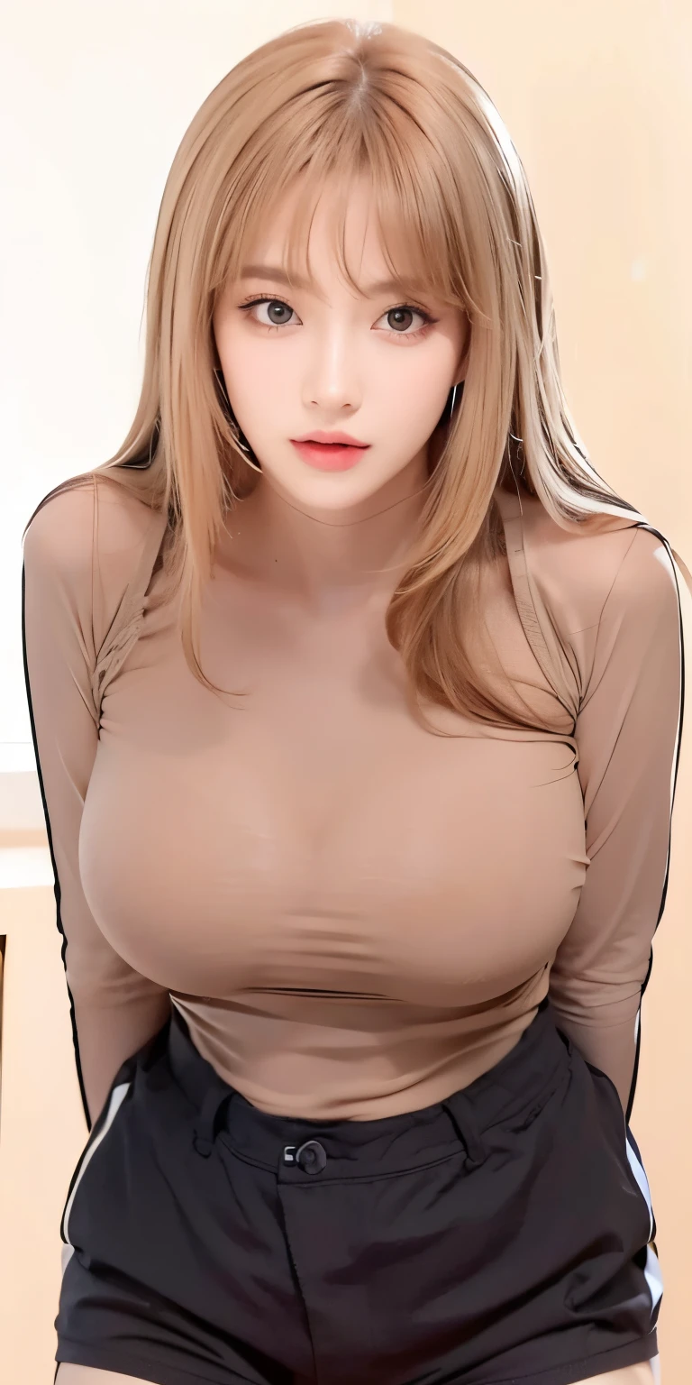 1girl,huge breast, brown hair, high quality, ultra detailed, masterpiece, realistic
