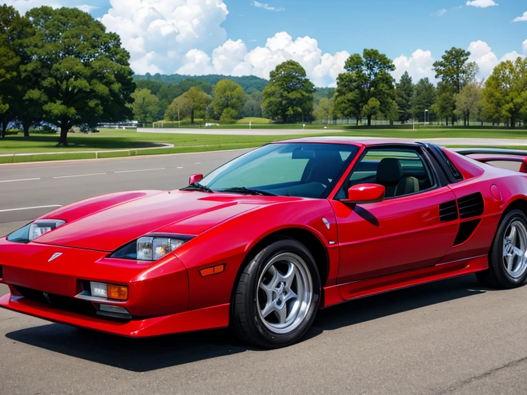 pontiac fiero, targa top, red