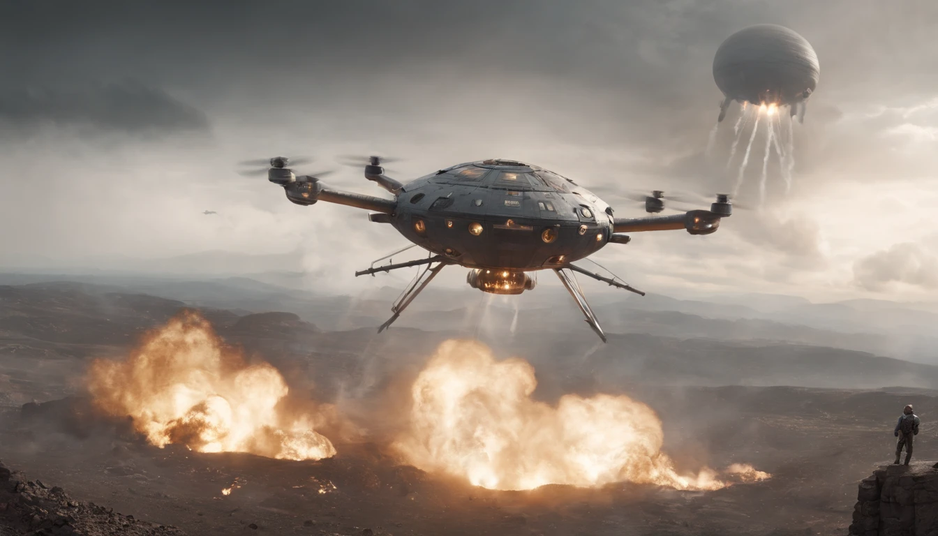 War of the Worlds，Countless fighters，Cockpit perspective，planetes，in fighting，close battle，Crisis，Nervousness，explosions，tragedy，droid，Masterpiece，high-detail，perfect-composition，the golden ratio，8K
