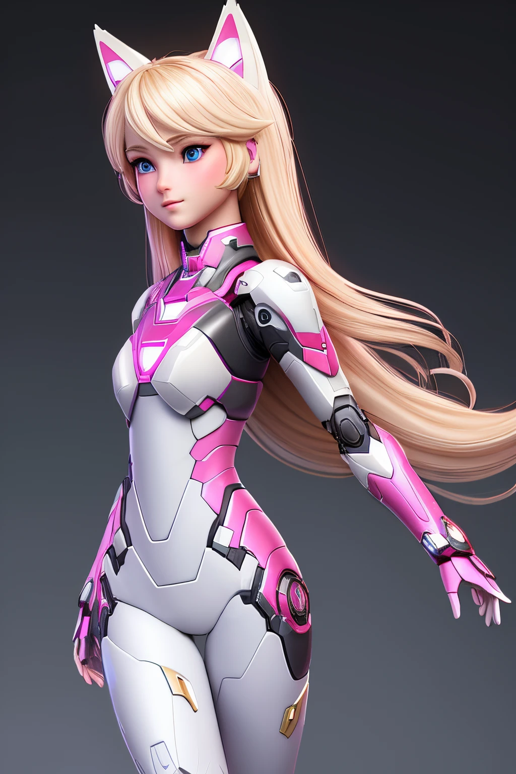 close up 1girl in, teenager, Solo, Aesthetic artwork, blond, straight blonde hair, super long blonde hair, light blue eyes, some small freckles, pale skin, A-cup, small breasts, runners body, (thin hips, thin waist: 1.25), detailed skin, shy smile, (action shot, kneeling:1.3), arched back, side profile, wearing dark black & pink Iron man armor, (full body: 1.1), 24mm, 4k textures, soft cinematic light, RAW intricate, elegant, highly detailed, sharp focus, ((((cinematic look)))), soothing tones, insane details, intricate details, hyperdetailed, low contrast, soft cinematic light, dim colors, exposure blend, hdr, faded