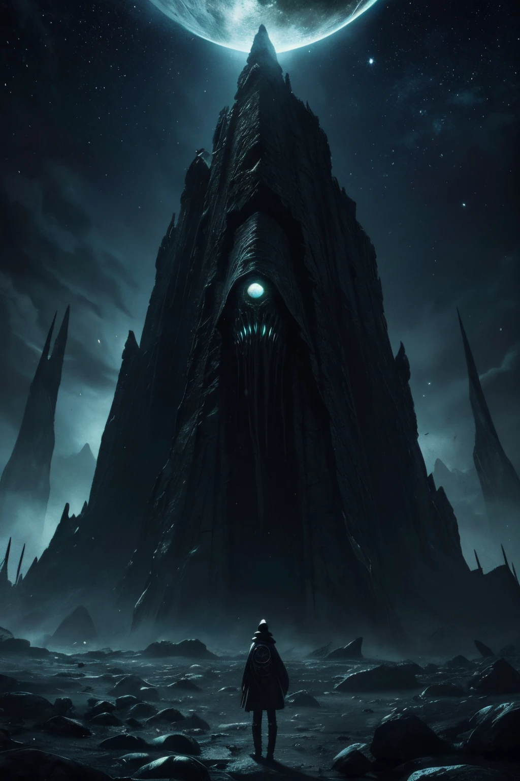 In der Mitte befindet sich ein Planet, Tentakel des Universums, Lovecrafts Inspiration, Lovecrafts kosmische Angst, Lovecraft&#39;s hellscape, Fantasy- und Weltraum-Horrorfilme, Lovecraft inspired atmosphere, Lovecraftianer, Planet im offenen Weltraum, keine Menschen