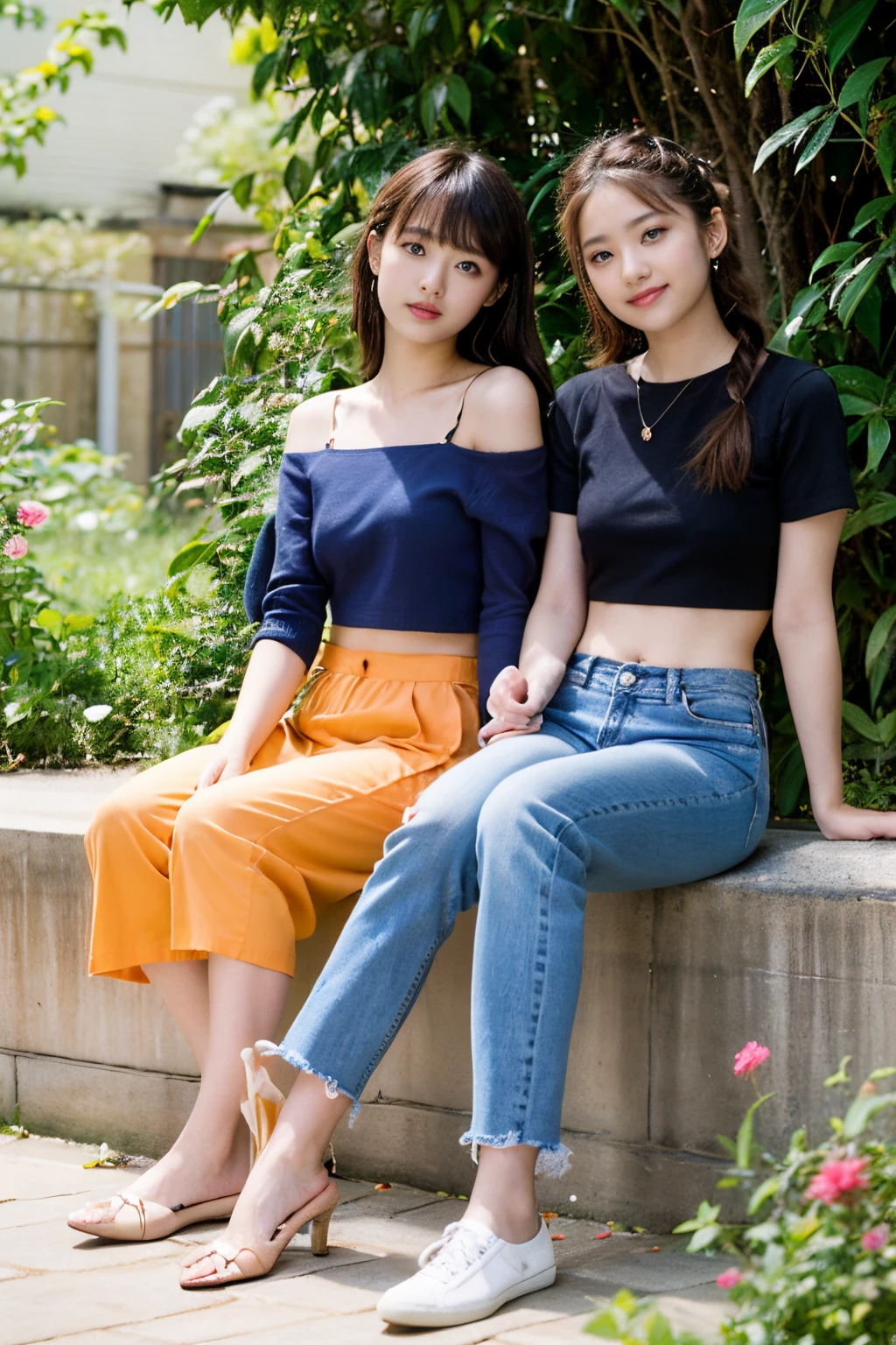 The proportions are the same for all races, All faces and pictures must be different,(ulzzang-6500-v1.3,pureeroface_v1,octane rendering),elegant pose,xxmix girl women, High level of image quality、Like a shot with an SLR、Super detailed illustration of two women, Duo,sisterhood ,sitted,Petting the,closeup portrait,hugs,strabismus:1.4,Depicting the eternal beauty and spirit of two women in 1990. they have a braided hairstyle as used to be in the 80's with lots of thin braids. They wore low-rise jeans and crop tops, 90s clothes. environment in the 1990s, Ms. Schiffer&#39;s work. _电影灯光_v2