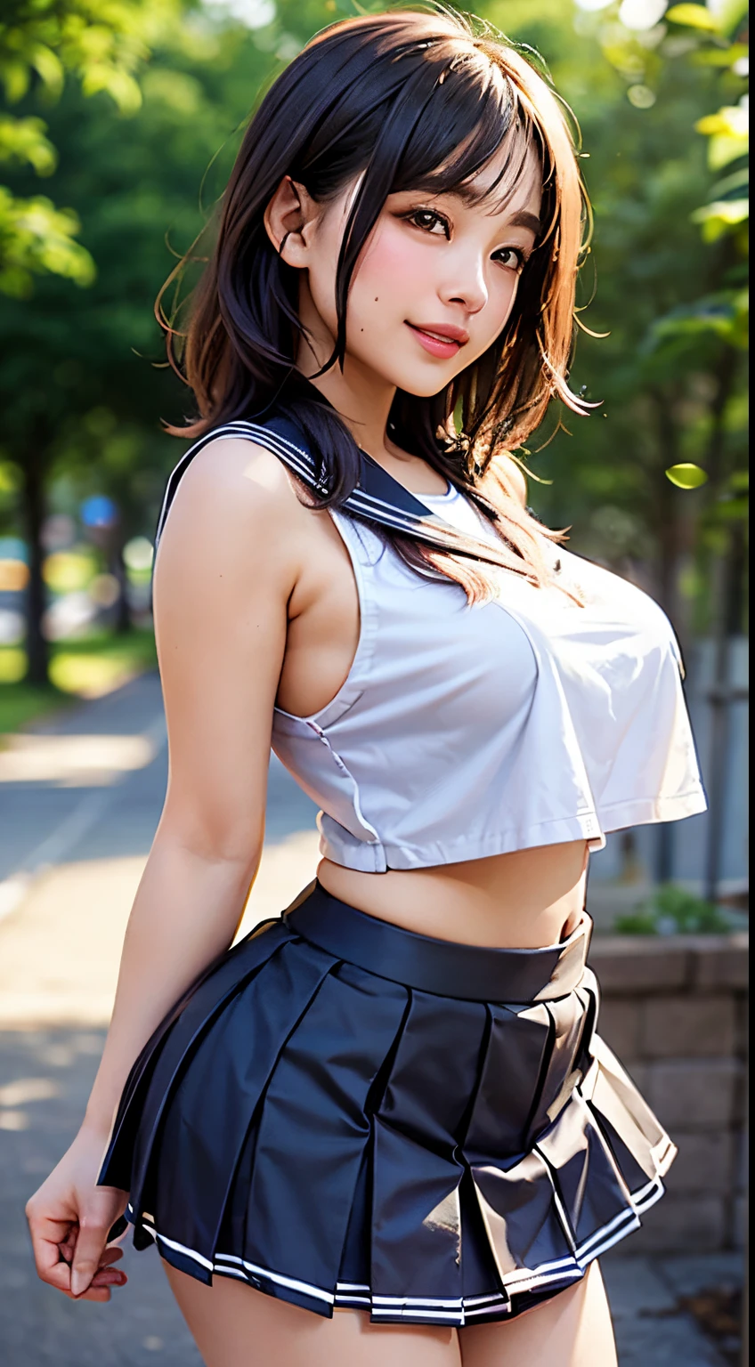 (Best Quality, 8k, Masterpiece: 1.3), 1 Girl, Smile, Pretty Japanese girl, Mini Skirt, Ultra Detailed Face, Detailed Eyes, Double Eyelids, city street, (Big breasts:1.2), Long Black Hair, T-shirt, good thigh, beautiful legs, from below, (panties), beautiful sky, looking at viewer, (ibalance standing_split, standing_on_one_leg, leg_up Holding leg:1.5)