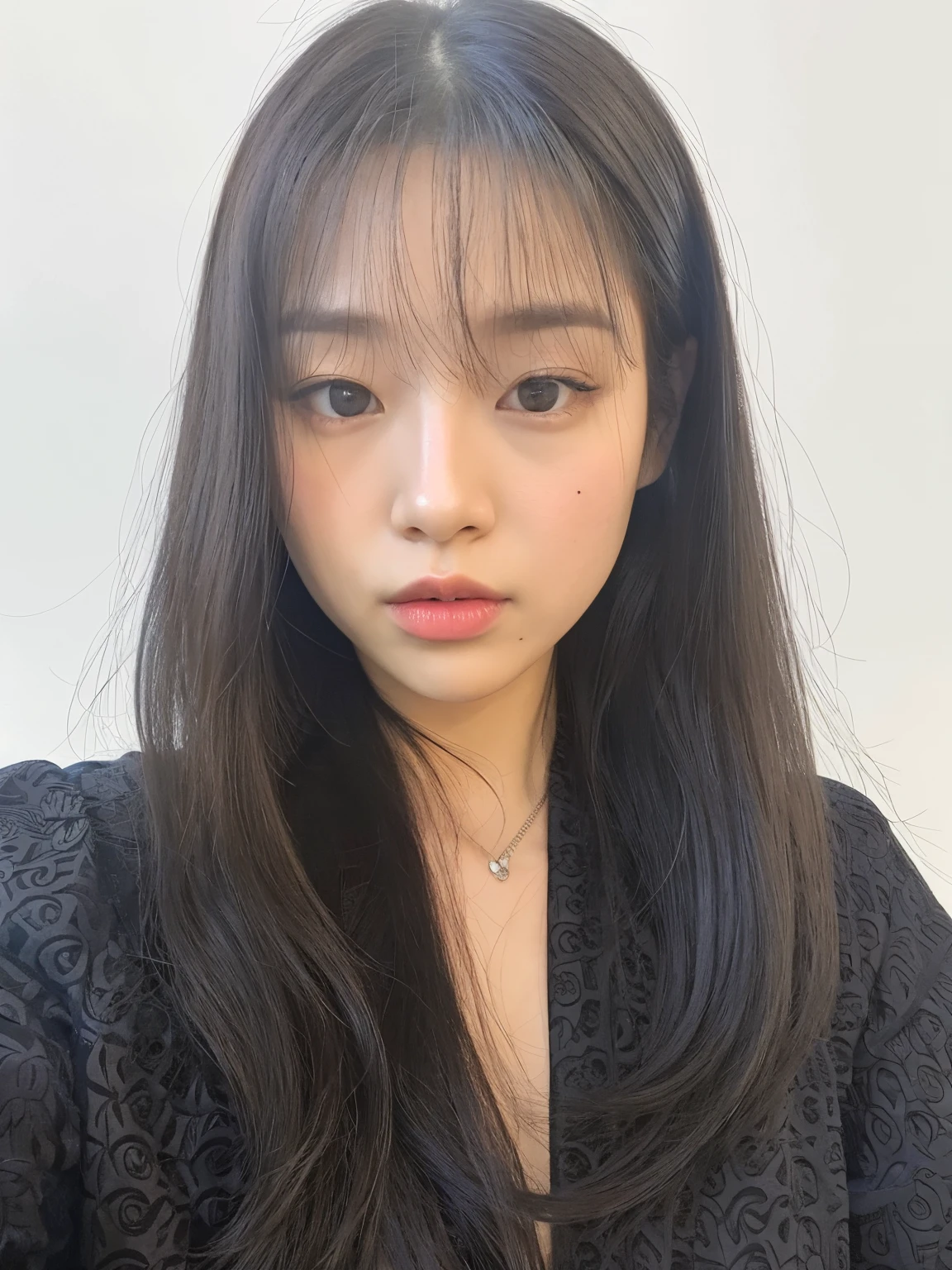 there is a woman with long hair and a black shirt, jennie blackpink, Heonhwa Choe, Lee Ji-eun, Lee Ji - Eun, Jaeyeon Nam, Parque Ji-min, O corte Hime, Dom Yunjoo, com franja, Yoshitomo Nara, Chiho, Lalisa Manobal, Gongbi