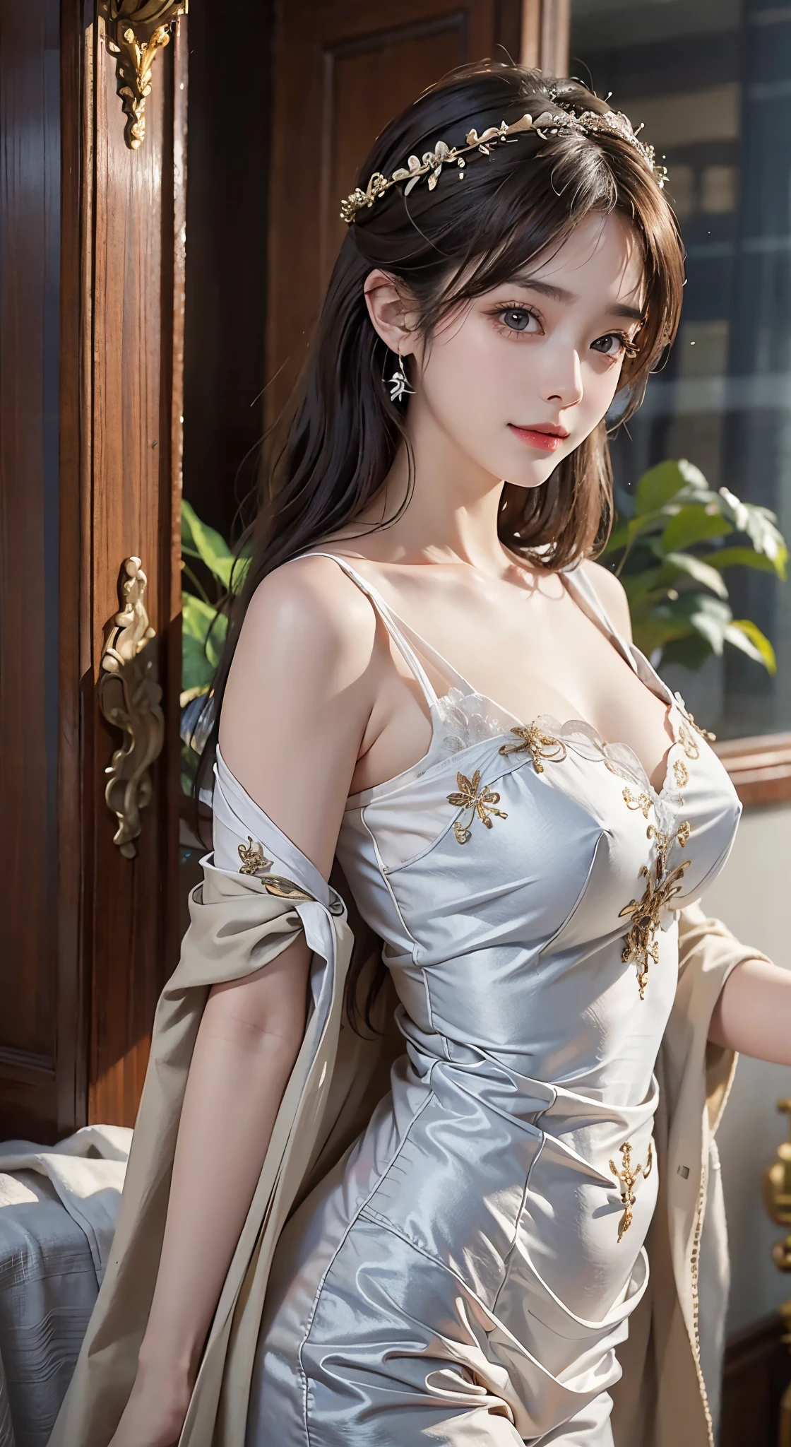 top-quality、masterpiece、超A high resolution、(Realistic:1.4)、Raw photo、1 -yeld gissmile、A sexy、large boob、lighting like a movie