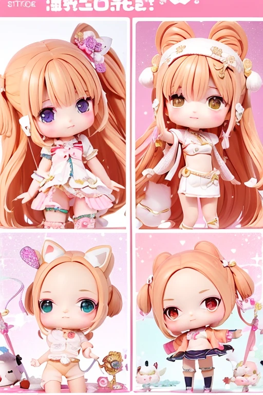 (Same character, front, side, back), (full body); 3d; cute; 3d toy art; toy art; anime style; glitter; horoscope sign Sagittarius; Archer details; ♐ symbol