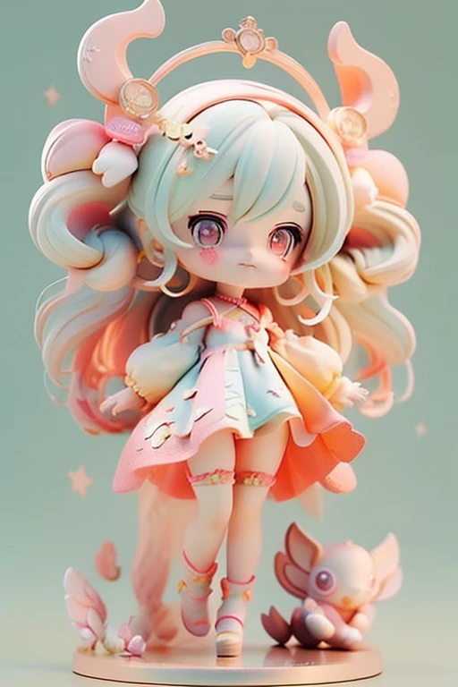 (Same character, front, side, back), (full body); 3d; cute; 3d toy art; toy art; anime style; glitter; horoscope sign Libra; Balance details; ♎ symbol