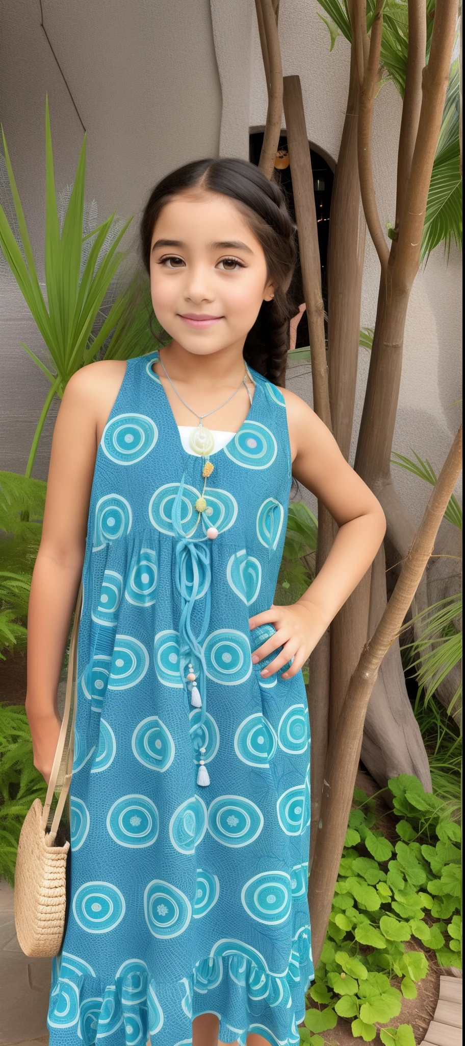 Recriar no modelo disney/pixar an araafed girl in a blue dress in front of a tree, usando um vestido africano, wearing a summer dress, usando um vestido feito de contas, inspirado em Mym Tuma, inspirado em Tadashige Ono, inspirado em Pacita Abad, organic dress, vestido idiano, ela tem cerca de 1 6 anos de idade, com vestimenta fashion