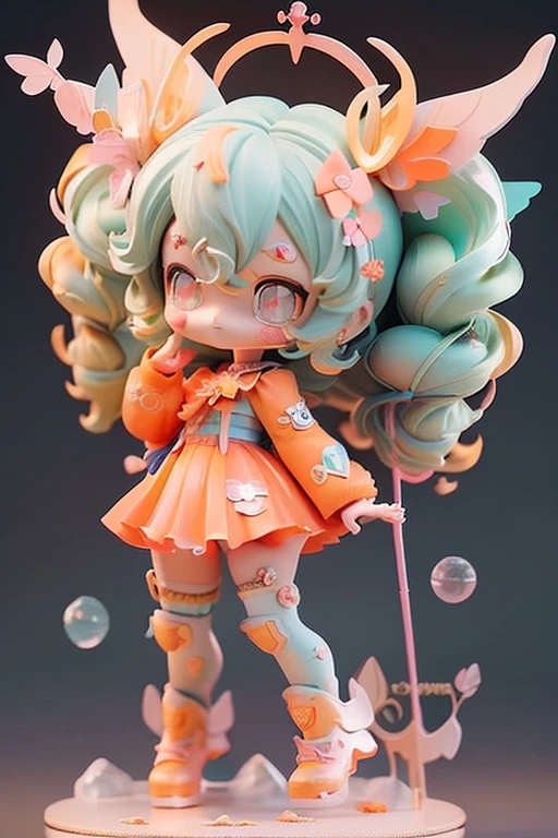 Close-up of toy character holding umbrella, glossy from rain, kawaii rainy gloomy, pop up parade figure, author：Kentaro Miura, rainny, inspired by Hikari Shimoda, lisa frank & sho murase, detailled image, vinyl toy figurine, character is covered in liquid, nekomimi, pop japonisme 3 d ultra detailed