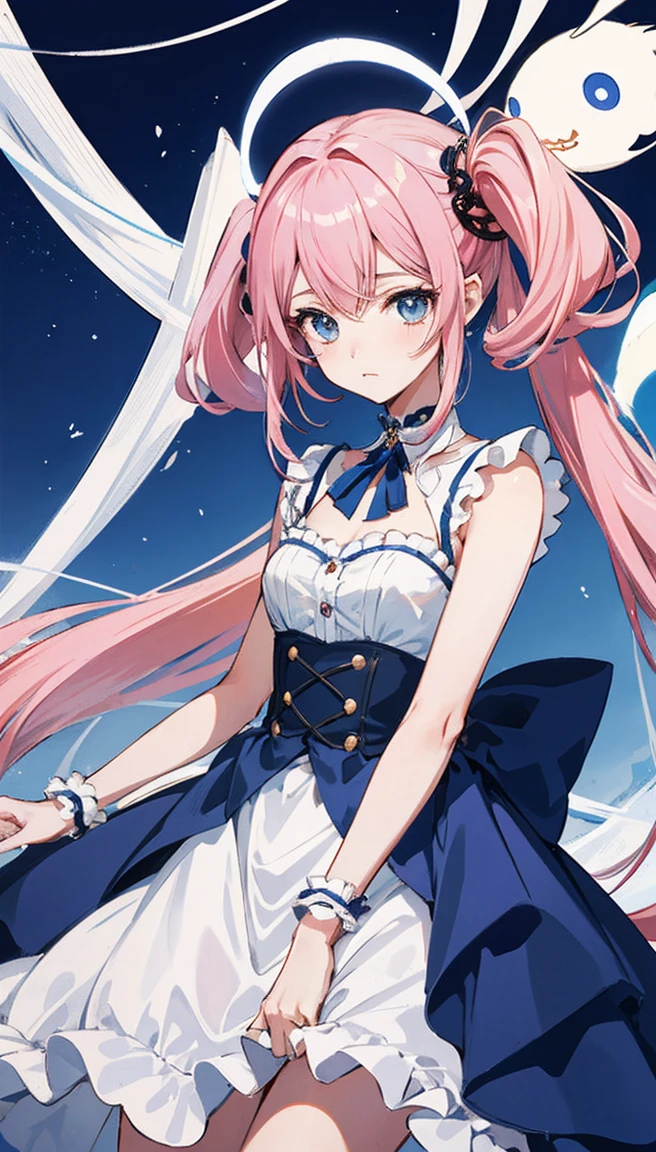 garota anime com cabelo rosa e vestido azul segurando uma espada, aesthetic cute with flutter, Arte digital no Pixiv, cabelo rosa twintail e olhos cianos, Soft anime illustration, menina anime bonita, Anime Wallaper, Menina anime com cabelo longo, humanoid pink female squid girl, menina anime, Estilo de arte anime bonito, (menina anime), bela arte de anime