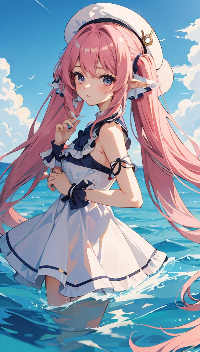 garota anime com cabelo rosa e vestido azul, aesthetic cute with flutter, Arte digital no Pixiv, cabelo rosa twintail e olhos cianos, Soft anime illustration, ****** anime bonita, Anime Wallaper, ****** anime com cabelo longo, humanoid pink female squid girl, ****** anime, Estilo de arte anime bonito, (****** anime), bela arte de anime