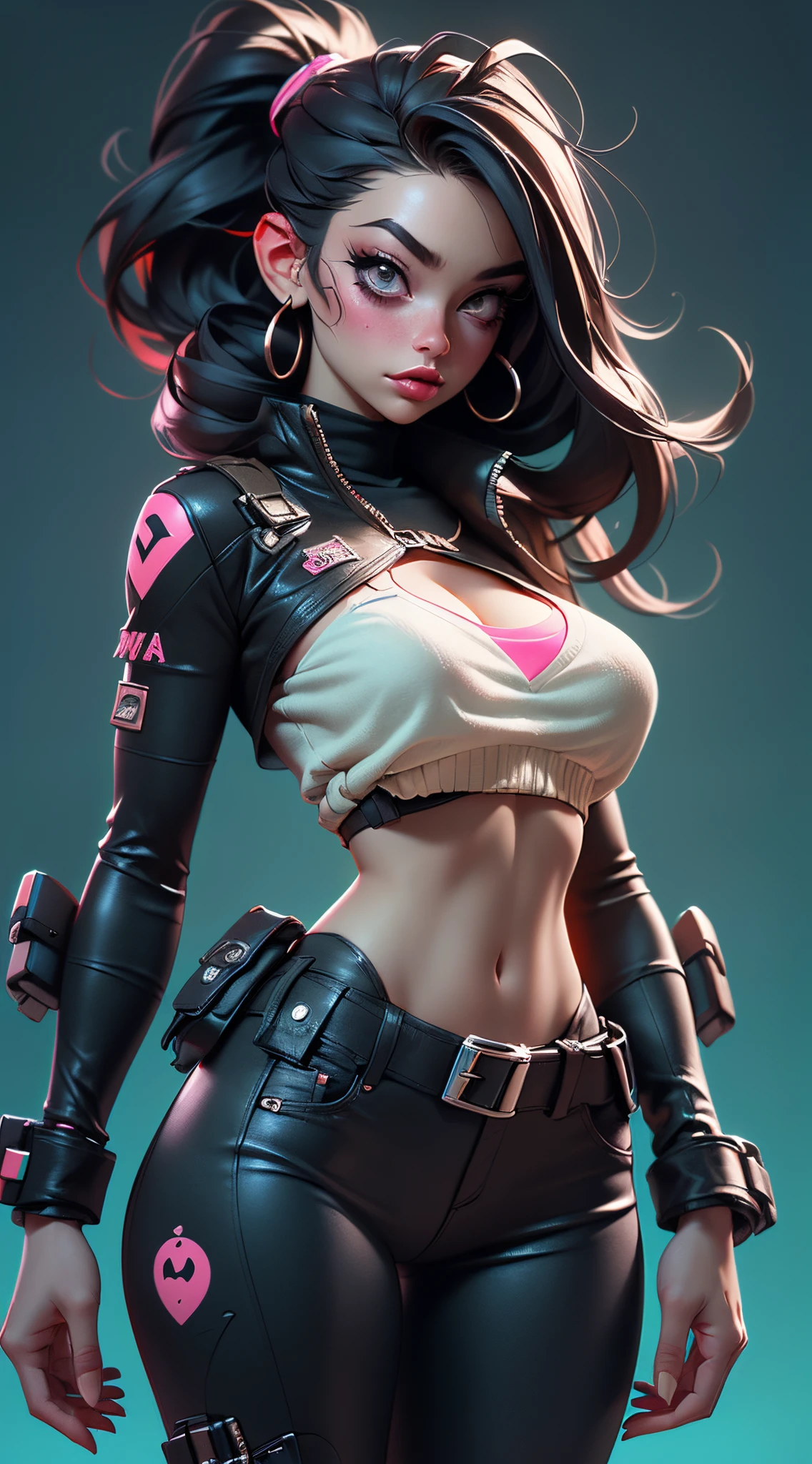 ((Best Quality, best resolution, award-winning portrait, official art)), ((perfect Masterpiece)), ((Realistic)) and ultra-detailed photography of a 1nerdy cyberpunk girl with goth and post apocalyptic colors. She has ((long black hair)), wears a (Harajuku-inspired cyberpunk tech-wear top) and a (Harajuku-inspired cyberpunk tech-wear bottom:1.2) , ((the most beautiful and sexy aesthetic)), sexy, super huge enormously gigantic , cleavage showing, hot, sexy, seductive, slutty