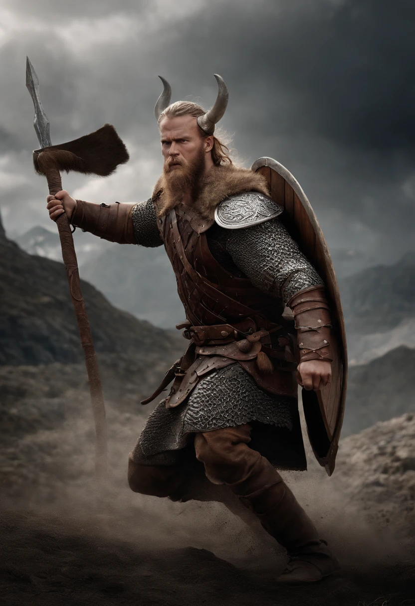 Envision a riveting scene of a battle-hardened viking charging fearlessly into the fray, covered in scars and dirt. Dive into micro-details to create a photorealistic depiction using Octane Render, capturing the intensity and realism of the moment.
Zoom in on the viking's weathered face, emphasizing the scars, dirt, and every facial detail that tells a story of countless battles. Illuminate the scene with dynamic lighting to enhance the photorealistic quality, casting shadows that add depth to the viking's fierce expression.
Highlight the viking's battle-worn attire with meticulous attention to micro-details, showcasing the textures, stains, and intricacies of the armor and clothing. Use Octane Render to bring out the realism in the materials, from the rugged leather to the metal elements that reflect the intensity of the charging motion.
Consider the environment, incorporating elements like flying debris, dynamic lighting, and a sense of motion to immerse the viewer in the chaos of battle. Utilize the rendering capabilities of Octane Render to create a visually stunning and photorealistic atmosphere that complements the viking's ferocity.
Imagine the viking in mid-charge, conveying a sense of movement and momentum. Capture the determination in his eyes, the grit on his face, and the energy of the charging pose. Craft an image that not only showcases photorealistic details but also evokes the raw emotion of the viking's fearless charge into battle.
This detailed prompt aims to inspire the creation of a fiercely realistic and photorealistic depiction of a viking charging into battle, using Octane Render to accentuate micro-details, textures, and the dynamic elements that contribute to the intensity of the scene.