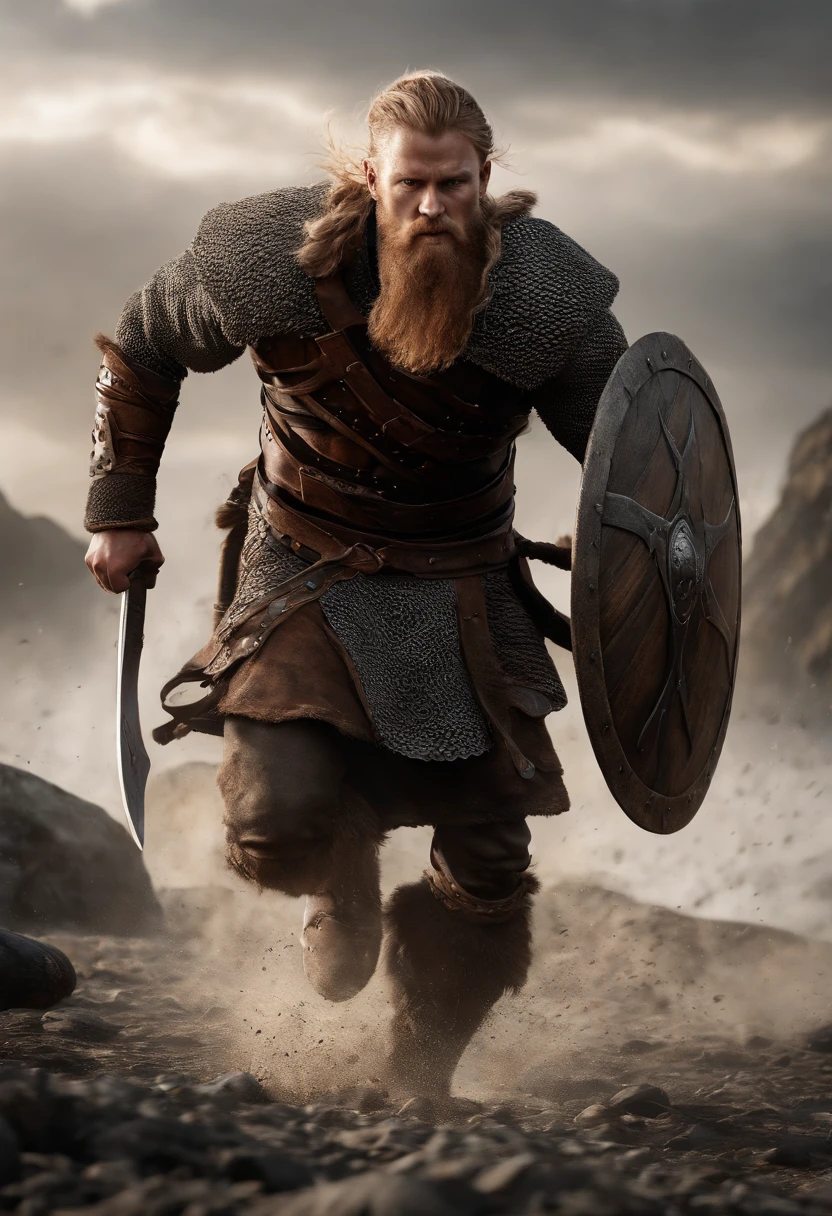 Envision a riveting scene of a battle-hardened viking charging fearlessly into the fray, covered in scars and dirt. Dive into micro-details to create a photorealistic depiction using Octane Render, capturing the intensity and realism of the moment.
Zoom in on the viking's weathered face, emphasizing the scars, dirt, and every facial detail that tells a story of countless battles. Illuminate the scene with dynamic lighting to enhance the photorealistic quality, casting shadows that add depth to the viking's fierce expression.
Highlight the viking's battle-worn attire with meticulous attention to micro-details, showcasing the textures, stains, and intricacies of the armor and clothing. Use Octane Render to bring out the realism in the materials, from the rugged leather to the metal elements that reflect the intensity of the charging motion.
Consider the environment, incorporating elements like flying debris, dynamic lighting, and a sense of motion to immerse the viewer in the chaos of battle. Utilize the rendering capabilities of Octane Render to create a visually stunning and photorealistic atmosphere that complements the viking's ferocity.
Imagine the viking in mid-charge, conveying a sense of movement and momentum. Capture the determination in his eyes, the grit on his face, and the energy of the charging pose. Craft an image that not only showcases photorealistic details but also evokes the raw emotion of the viking's fearless charge into battle.
This detailed prompt aims to inspire the creation of a fiercely realistic and photorealistic depiction of a viking charging into battle, using Octane Render to accentuate micro-details, textures, and the dynamic elements that contribute to the intensity of the scene.