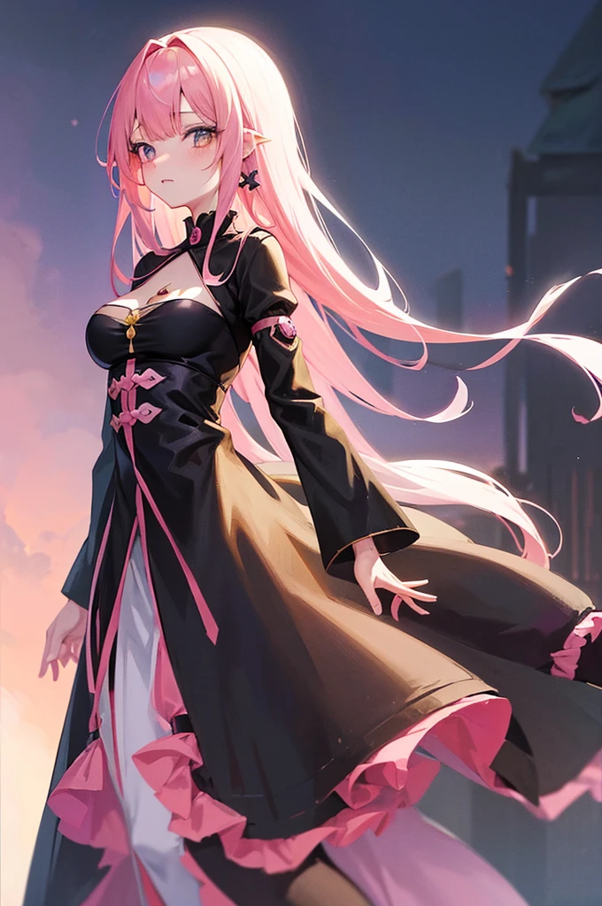 Anime girl with pink hair and black dress, seductive anime girls, Anime cute art style, morbid. tall, (animemanga girl), Anime rapunzel girl, Gaimoyedre, attractive anime girls, anime grandma, some pink, Zerotwo, Female anime characters, Cute anime waifu wearing beautiful clothes, anime figure, An anime girl, The best girl in anime