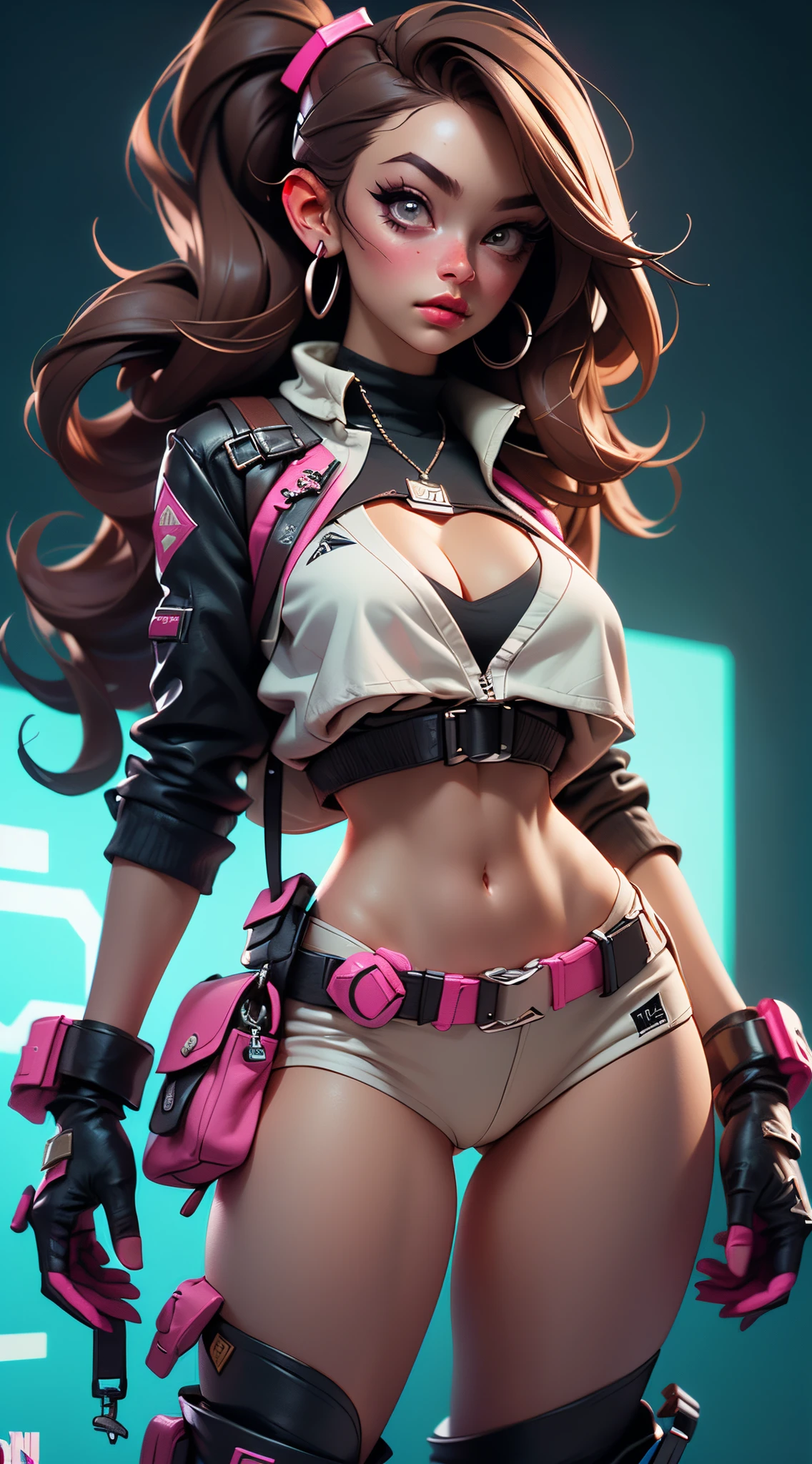 ((Best Quality, best resolution, award-winning portrait, official art)), ((perfect Masterpiece)), ((Realistic)) and ultra-detailed photography of a 1nerdy cyberpunk girl with goth and post apocalyptic colors. She has ((long brown hair)), wears a (Harajuku-inspired cyberpunk tech-wear top) and a (Harajuku-inspired cyberpunk tech-wear bottom:1.2) , ((the most beautiful and sexy aesthetic)), sexy, super huge enormously gigantic tits, cleavage showing, hot, sexy, seductive, slutty