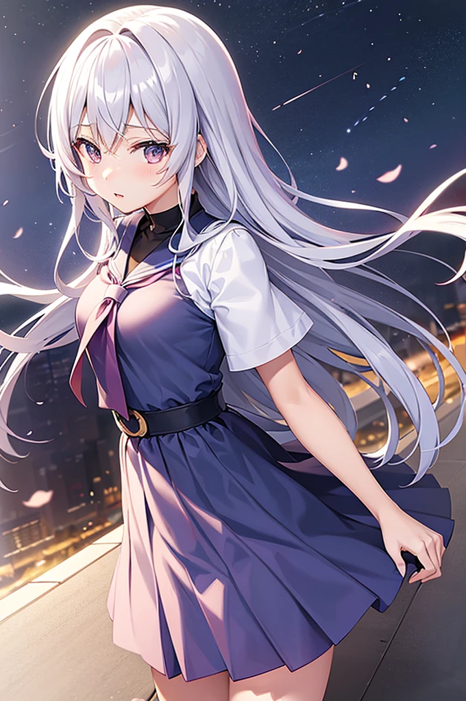 Dressed in uniform、Anime girl with cape and sword, Anime cute art style, Kitagawa Marin fan art, small curvaceous , A destiny anime style/overnight with, High quality anime art style, Cute anime waifu wearing beautiful clothes, white-haired god, anime figure, magic school uniform, Produced by Anime Painter Studio, up of young anime girl, smooth anime cg art