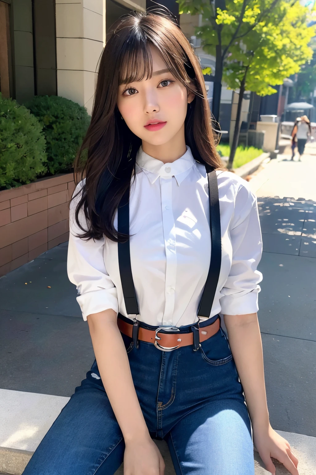 ​masterpiece、top-quality、The ultra -The high-definition、、colourfull、flat-colors、depth of fields、lens flare 1 girl、、A dark-haired、watching at viewers　holster　bobby　Cutter shirt　a belt　suspenders　working adults　materia　OL　　Black jacket　glares　large full breasts　JINS　jeans　 Face sitting
Waiting to start