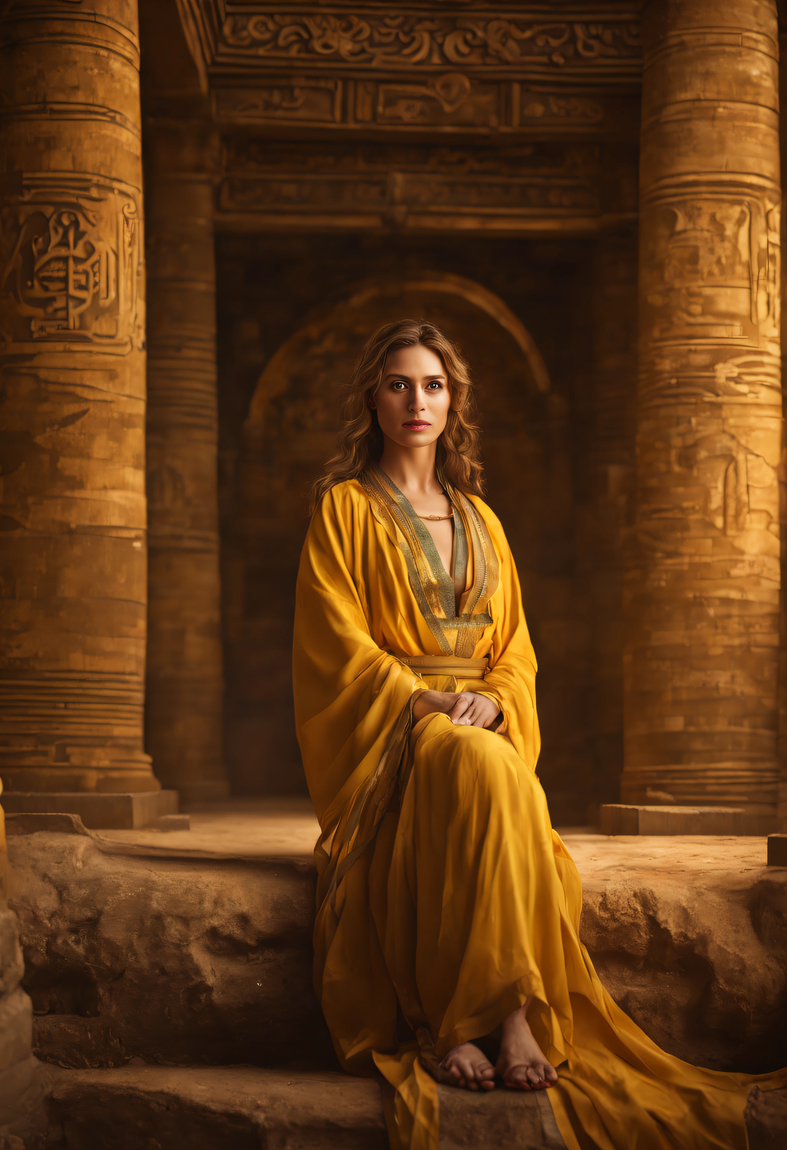 (masterpiece:1.4), best quality, ultra high res, (photorealistic:1.8), photograph, realistic_skin_texture, cinematic lighting, 8k uhd, dslr, soft light, high quality, film grain, Fujifilm XT3
a female israeli prophetess, yellowish eyes, (full body:1.2), inside an ancient temple,
