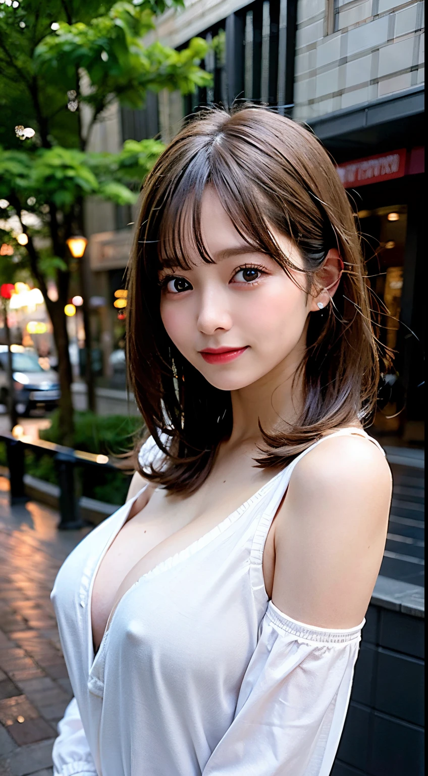 (8K, Raw photo:1.2), Detailed face and eyes,Best Quality, 超A high resolution, Highly detailed ,intricate detailes ,masutepiece ,Cute Girl , Soft cinematic light, Hyper-detailing,Sharp Focus, High quality, Blonde hair, bob cuts, tits out, Get wet in the rain, Rain, Clothes get wet, Hair gets wet, sodden