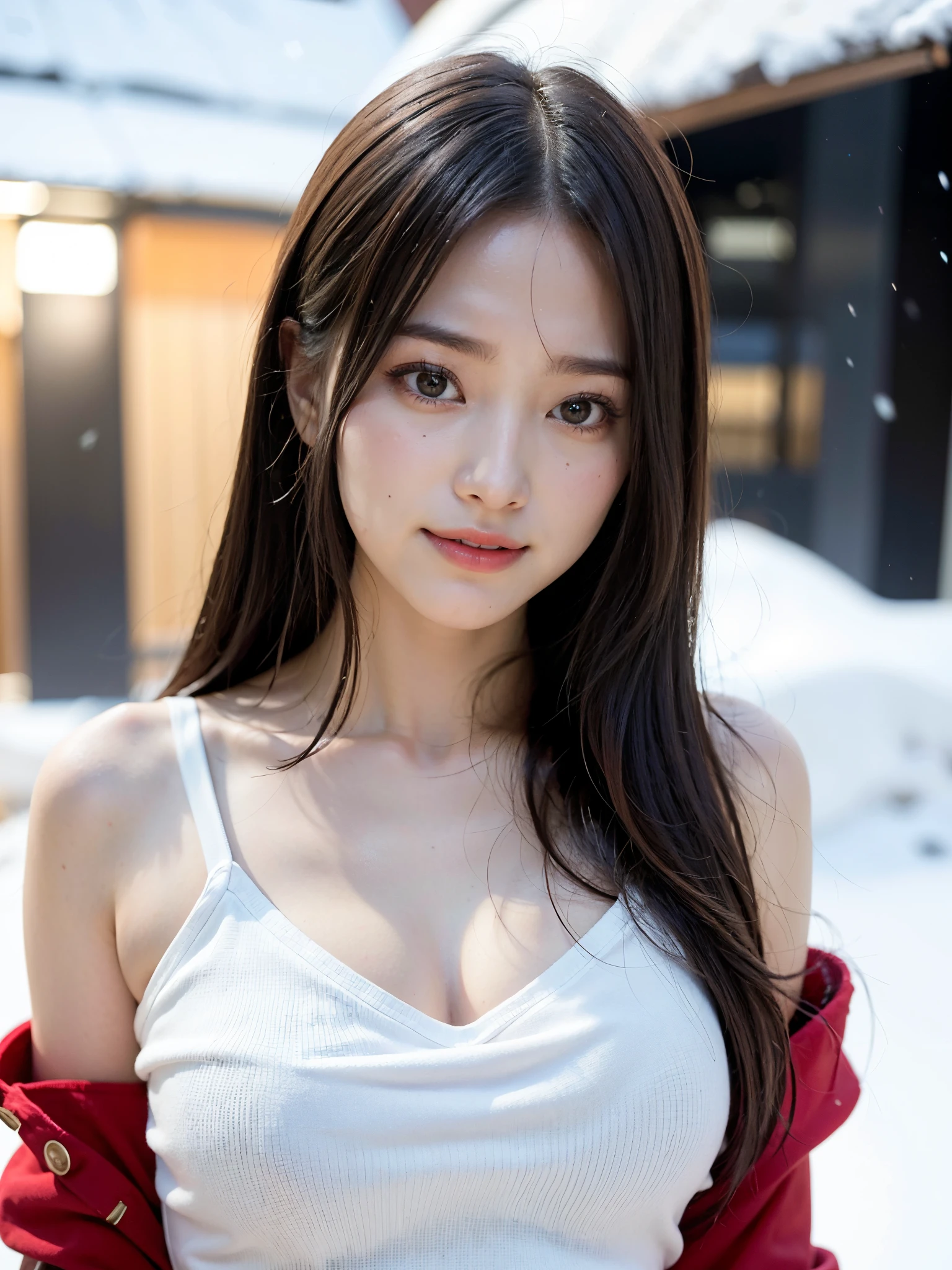 best qualtiy,tmasterpiece,The ultra-Highres,(真实感:1.4),Raw-Photo,1girll,Long Whitr hair,face highlight,In addition,girly,Flushing,18 years-old,Smiling 18-year-old female classmate,In addition,Innocent,(best qualtiy,8K,tmasterpiece:1.3),goose egg face,large eyes,long eyeslashes,Exquisite(Live-action realistic style),Eyes like stars,The Ultimate Face,Realistic light and shadow,Clear Facial Features,Milky Skin,Fair skin, highdetailskin, Realistic skin details, Visible Pore,(super detaill),(perfect body figure:1.1),Long Whitr hair,(dynamicposes),((Dynamic background((Bolshetic Light:1.3)),tits huge,Red long skirt,Alps,snow mountain,ski,freedom,dashing,Long leg,Shunguang