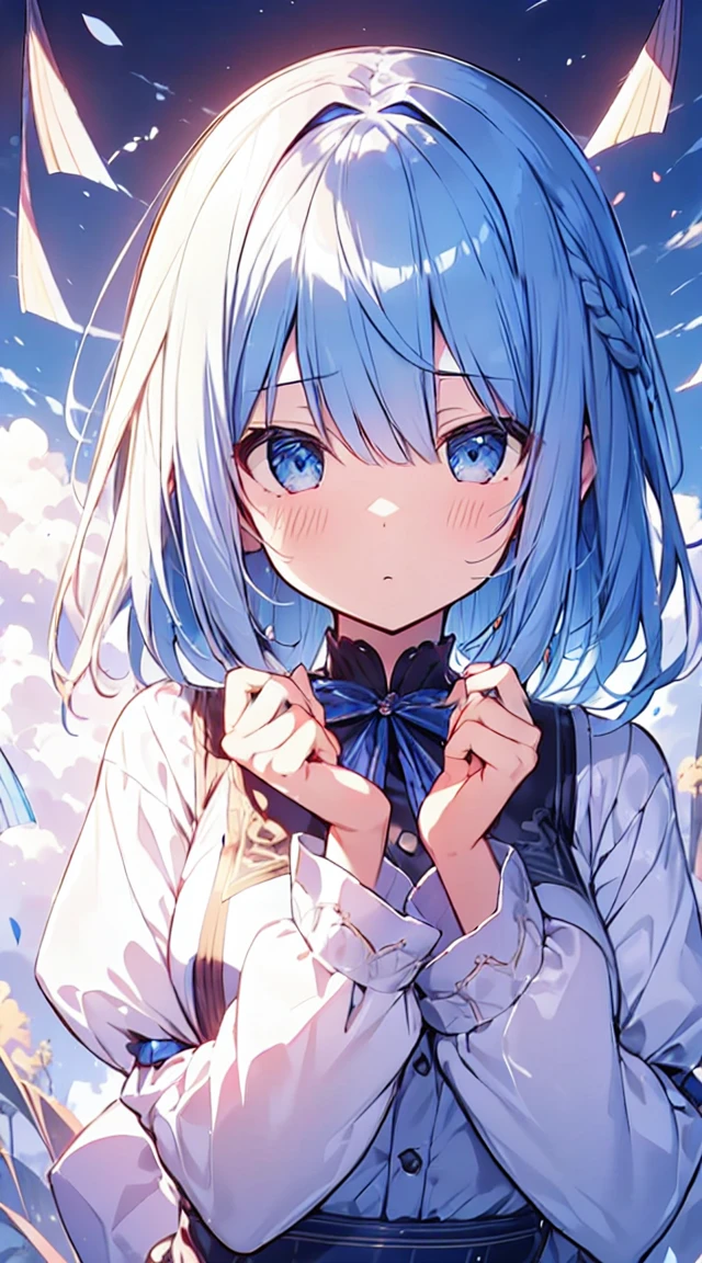 masutepiece, Best Quality,Illustration, Wallpaper, ultra -detail, Absurd beauty, 1beautiful girl、Bright hair color、big eye、Hair fluttering in the wind、♡、Futomo、Poses in motion