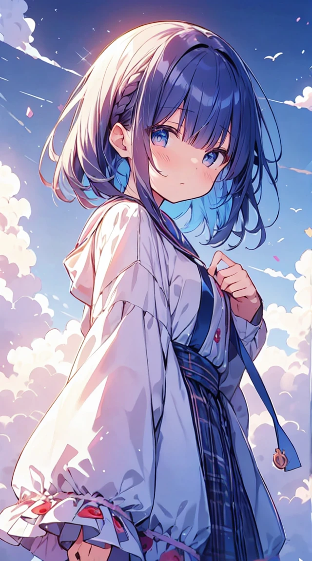 masutepiece, Best Quality,Illustration, Wallpaper, ultra -detail, Absurd beauty, 1beautiful girl、Bright hair color、big eye、Hair fluttering in the wind、♡、Futomo、Poses in motion