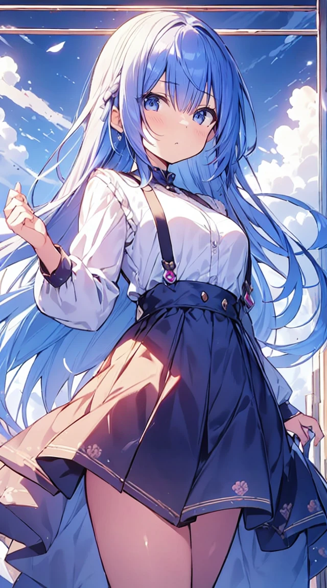masutepiece, Best Quality,Illustration, Wallpaper, ultra -detail, Absurd beauty, 1beautiful girl、Bright hair color、big eye、Hair fluttering in the wind、♡、Futomo、Poses in motion