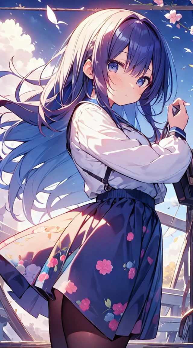 masutepiece, Best Quality,Illustration, Wallpaper, ultra -detail, Absurd beauty, 1beautiful girl、Bright hair color、big eye、Hair fluttering in the wind、♡、Futomo、Poses in motion