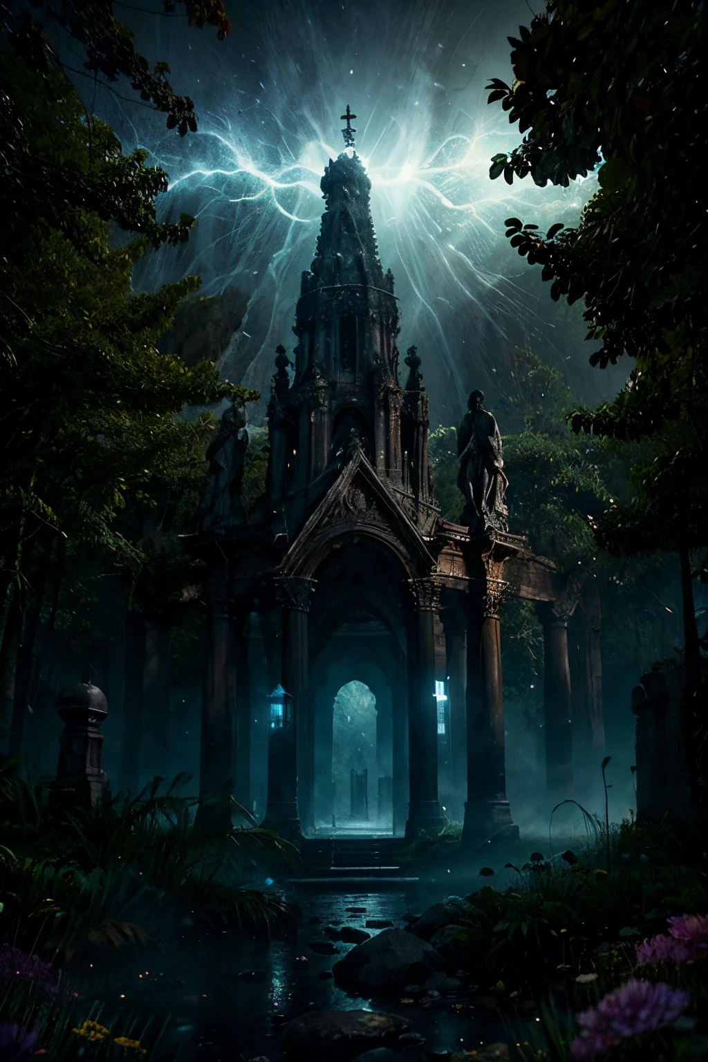 (La mejor calidad,Altas Resoluciones,Ultra detallado),DarkFantasy,pantheon of death,Arquitectura ornamentada,gloomy atmosphere,Sombras misteriosas,Ambiente espeluznante,estatuas de piedra antiguas,presencia ominosa,pasillos oscuros,whispering spirits,niebla brumosa,ethereal glow,Aura siniestra,almas al acecho,Tallas elaboradas,Ambiente escalofriante,Susurros espeluznantes,Dramatic lighting,Figuras espectrales,Belleza inquietante,Reino de otro mundo,estatuas siniestras,Mystical energy,Disturbing melodies,Tierra sagrada,Presencia premonitoria,artefactos encantados,Ethereal beings,majestuosos pilares,Paisaje surrealista,quietud inquietante,Gothic vibrations,Ethereal Realm,Ambiente encantado,tumbas olvidadas,Oscuridad eterna,Fantastic architecture,sombras de los difuntos,Rituales misteriosos,Tranquilidad sobrenatural,congelado en el tiempo,Almas perdidas.