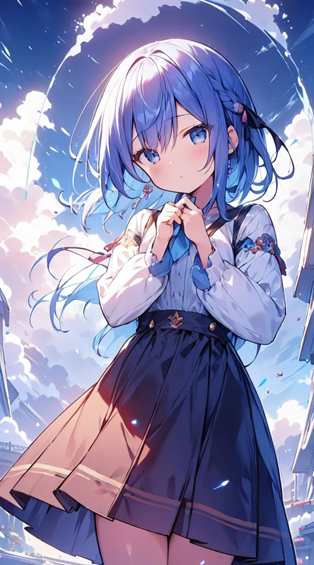 masutepiece, Best Quality,Illustration, Wallpaper, ultra -detail, Absurd beauty, 1beautiful girl、Bright hair color、big eye、Hair fluttering in the wind、♡、Futomo、Poses in motion