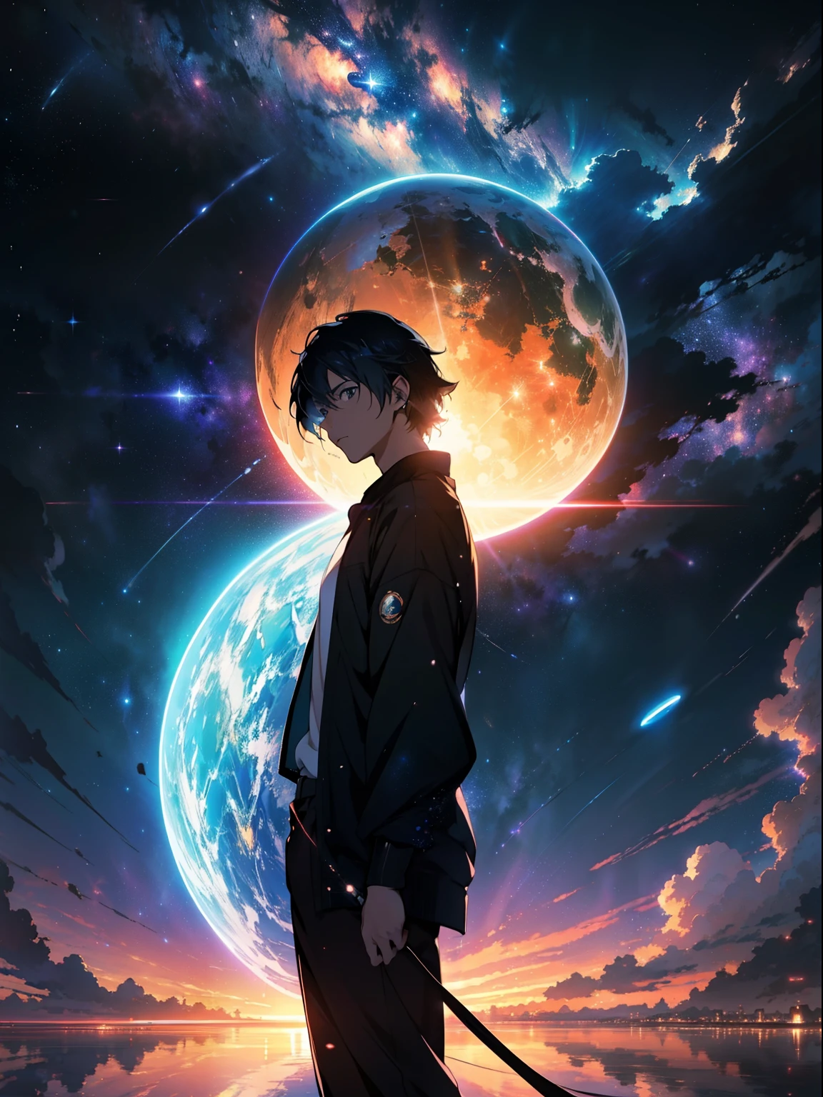 Anime - beautiful sky style scene with stars and planets., cosmic sky. by makoto shinkai, anime art wallpaper 4k, anime art wallpaper 4k, Anime art wallpaper 8k, 4k anime wallpaper, anime wallpaper 4 k, 4k anime wallpaper, Anime Sky, amazing wallpapers, Anime Background, planetary paradise in the background, Anime Background Art