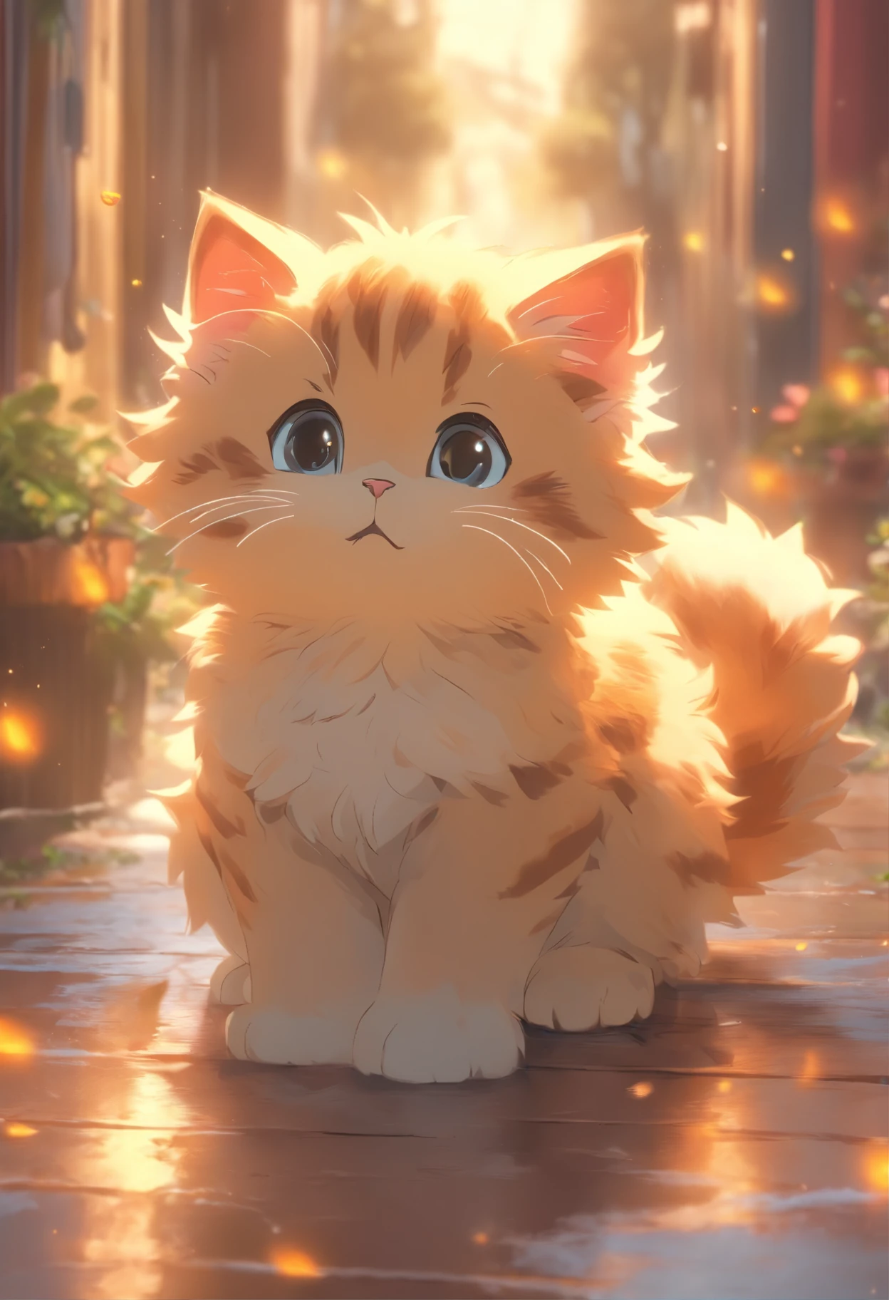 (Best quality,4K,8K,A high resolution,tmasterpiece:1.2),ultra - detailed,(actual,realistically,realisticlying:1.37),Cute kitten trembles slightly,Soft fur texture,Delicate paw pads,Expressive eyes,cute beard,Vulnerability tips,wagging tail gently,playful pose,Artistic cat illustration,Subtle color palette,natural lightting