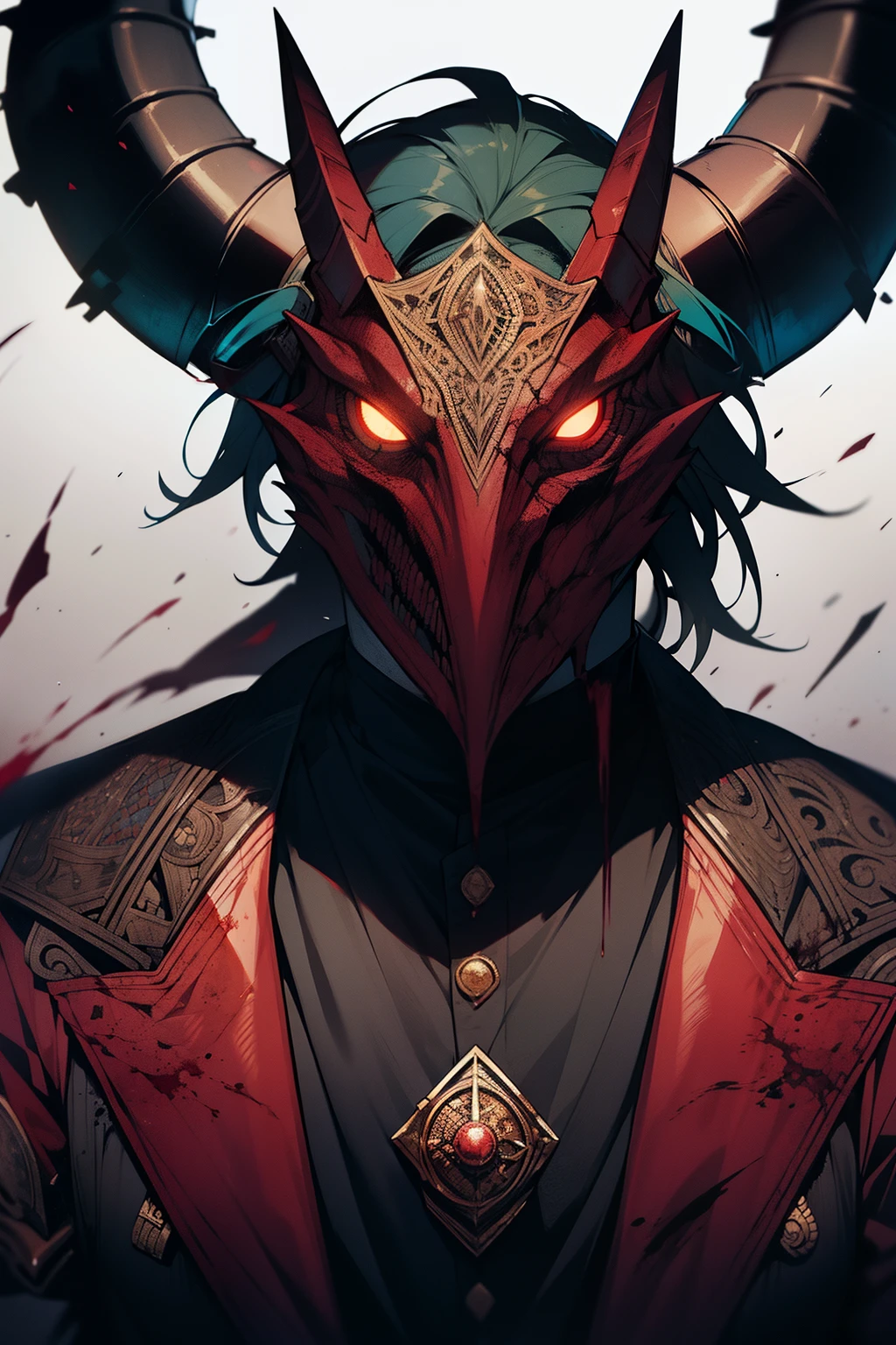 blood red mask, shadow