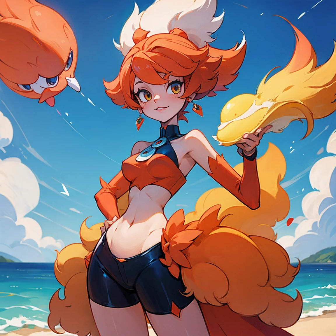 Personaje Delphox de pokemon, denuda cuerpo sexy y teniendo un huevo