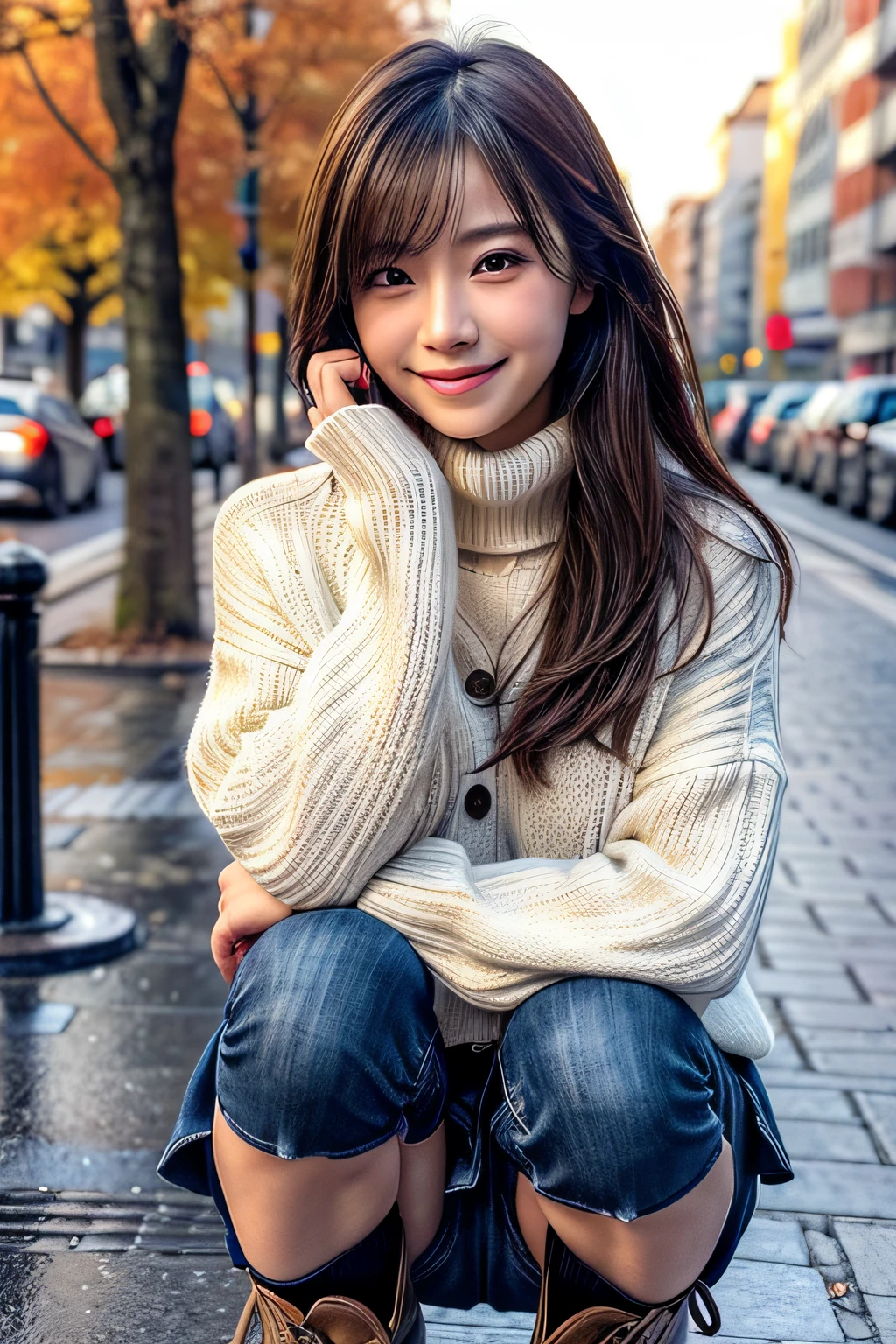 ((Park bench:1.3)), (8k, RAW Photos, Highest quality, masterpiece:1.2), (Bun twin tail), alone, Looking at the audience, Viewed from the front, ((性欲が強いhigh school girl:1.3))、Beautiful white skin, knees, Absurd face is small, Part your bangs down the middle, The forehead is visible, Glare, ((Cute mischievous face:1.4)), Ultra-high resolution, cute, (Slender body line), Outstanding proportions, ((Smooth red knit dress:1.3)), high school girl, (:1.5), Japanese women, Are standing, (Photorealistic:1.37), Photon Mapping, Realistic, cute顔が小さい, Brown eyes, prospect, Written boundary depth, Blurred Background, (I can see the bangs), Silky smooth hair, (Beautiful thin thighs:1.2), (Small beautiful butt:1.2), thigh, Nogizaka idol, Idol, (Detailed hands:1.2, Accurate hands:1.3, Beautiful little hands of a girl:1.3), (Small small breasts:1.3, Chest cutout:1.3), Super quality, Low people, (Clear white skin, Skin with visible pores:1.2), (Focus on the face), Check and correct the garment construction, (Perfect Anatomy:1.3), (Detailed eyes and face:1.3, Professional photography techniques), ((From below:1.3, Bending over to show off her sexy ass, The aesthetics of upskirt:1.4))