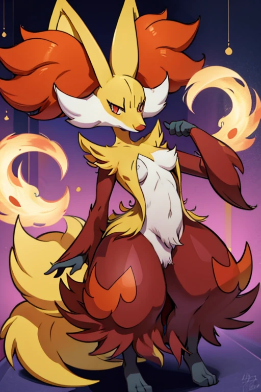 furina delphox pokemon de lado posterior mostrando el culo NSFW sexy mostrando su posterior full body size