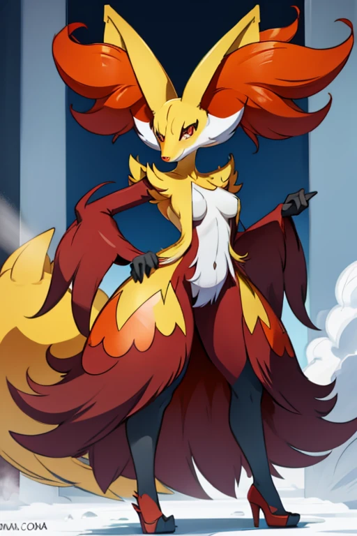 Personaje delphox de pokemon, desnuda , full body size, cuerpo completo, sexy (NSFW)