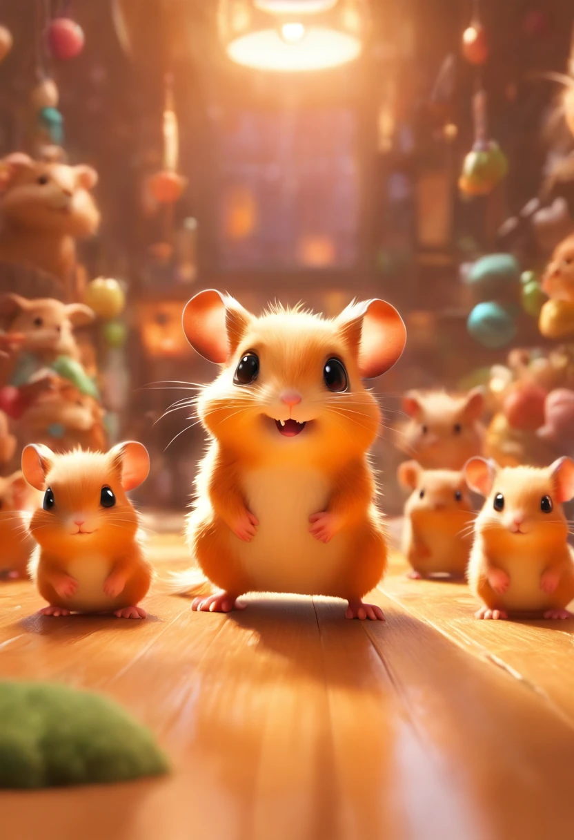 （Pixar style),Little hamster，little red dinosaur，breastsout，Pedras preciosas、pentacle，Miniature Character Models, Right-to-left light source, Ram lighting, Right-to-left light source, Realistic proportions, Post-processing, ((Orthogonal perspective)), Super Detail, Realistic, Super realistic, photoreal render,