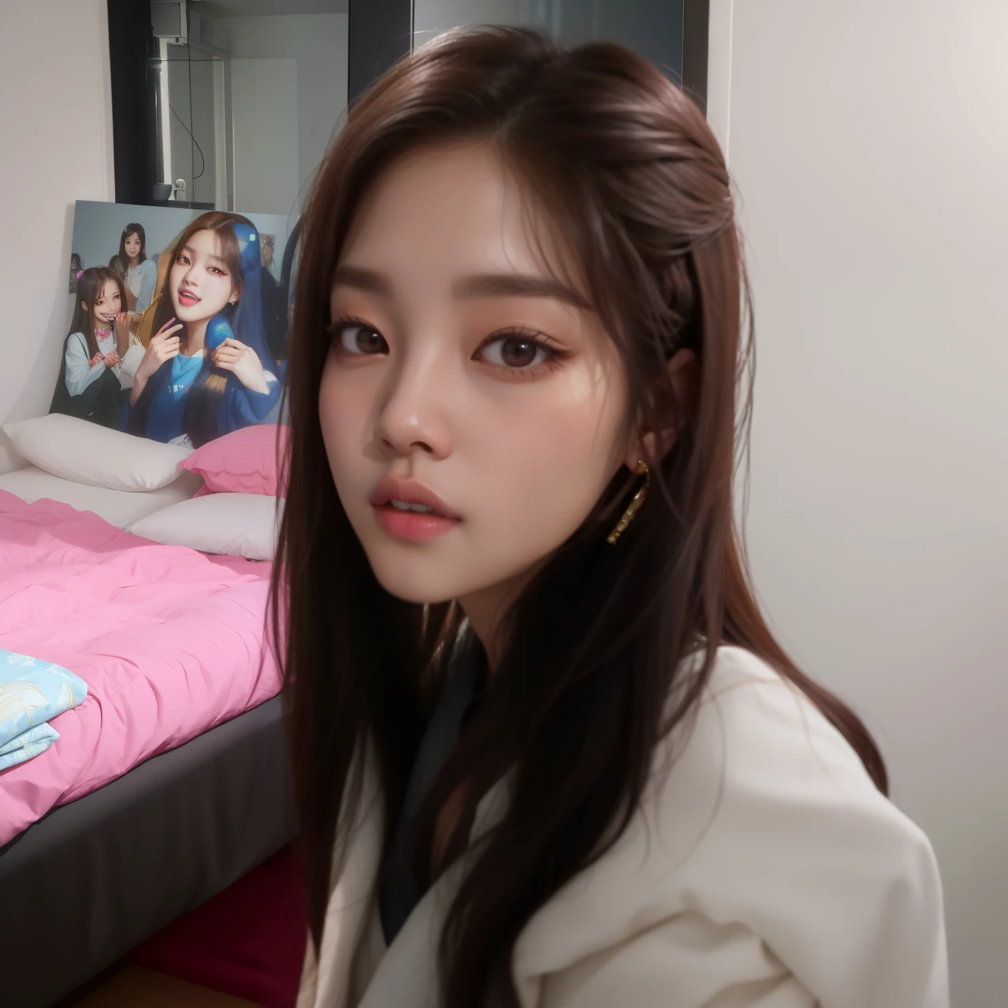 arafed woman with long hair standing in front of a bed, blackpink jennie, korean girl, roseanne park of blackpink, wan adorable korean face, jossi of blackpink, jaeyeon nam, heonhwa choe, portrait of jossi of blackpink, young adorable korean face, tzuyu from twice, gorgeous young korean woman, beautiful south korean woman