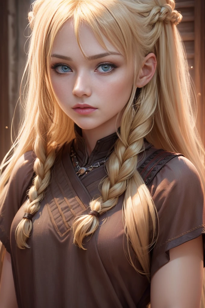 (((premier quality: 1.4))),(Unparalleled masterpiece), (ultra high def),(ultra-realistic 8k CG), wallpaper, 8k, ultra-realistic, girls vikings, blonde hair,  braided,