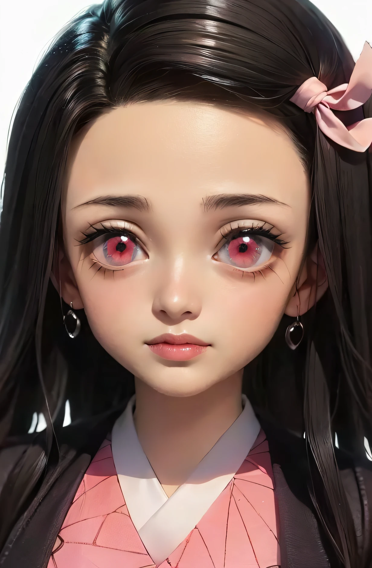 (Ultra Real), (Illustration), (High Resolution), (8K), (Very Detailed), (Best Illustration), (Beautiful Detailed Eyes), (Best Quality), (Ultra Detailed), (Masterpiece), (Wallpaper), (Detailed Face),Red Eyes, Night Up Upper Body, Ice Cream,Long Hair,Solo,Simple Kimono Top Girl, Sweaty, Japan Person, Big Tits, (Camel Toe) Nezuko Kamado, Flirty Smile,