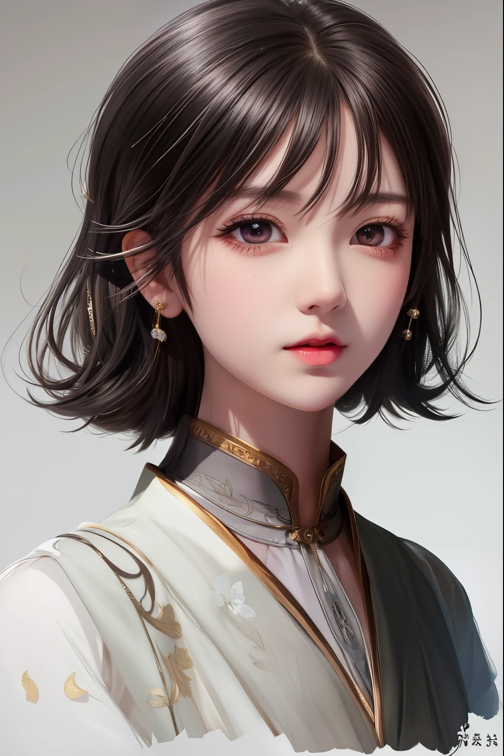 animemanga girl，Black hair，white  shirt, detailed portrait of an anime girl, Belle peinture de personnage, a beautiful anime portrait, Guweiz style artwork, a stunning anime face portrait, author：Hero, author：Li Song, RossDraw Portrait, by Zeng Jing, Portrait anime girl, Portrait of an anime girl, A beautiful artistic illustration, detailed beautiful portrait