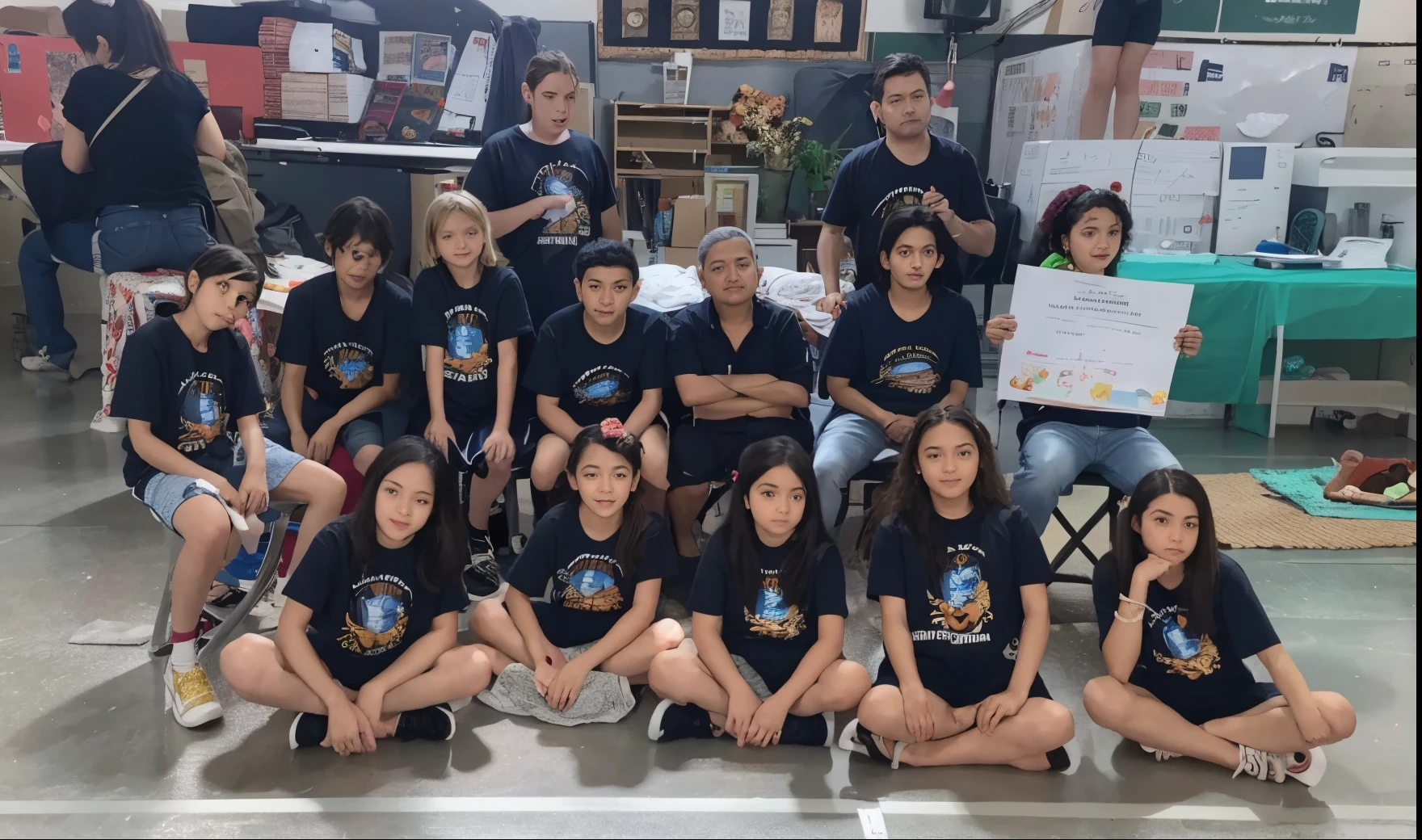 group of children posing for a photo in a room, Directed by: Nandor Soldier, Directed by: David Ruby, Foto realista, by Almeida Júnior, Directed by: CeFerí Olivé, by Amelia Peláez, foto de grupo, Directed by: Teresa Fasolino, Directed by: Emerson Silva, Directed by: Jacob Pynas