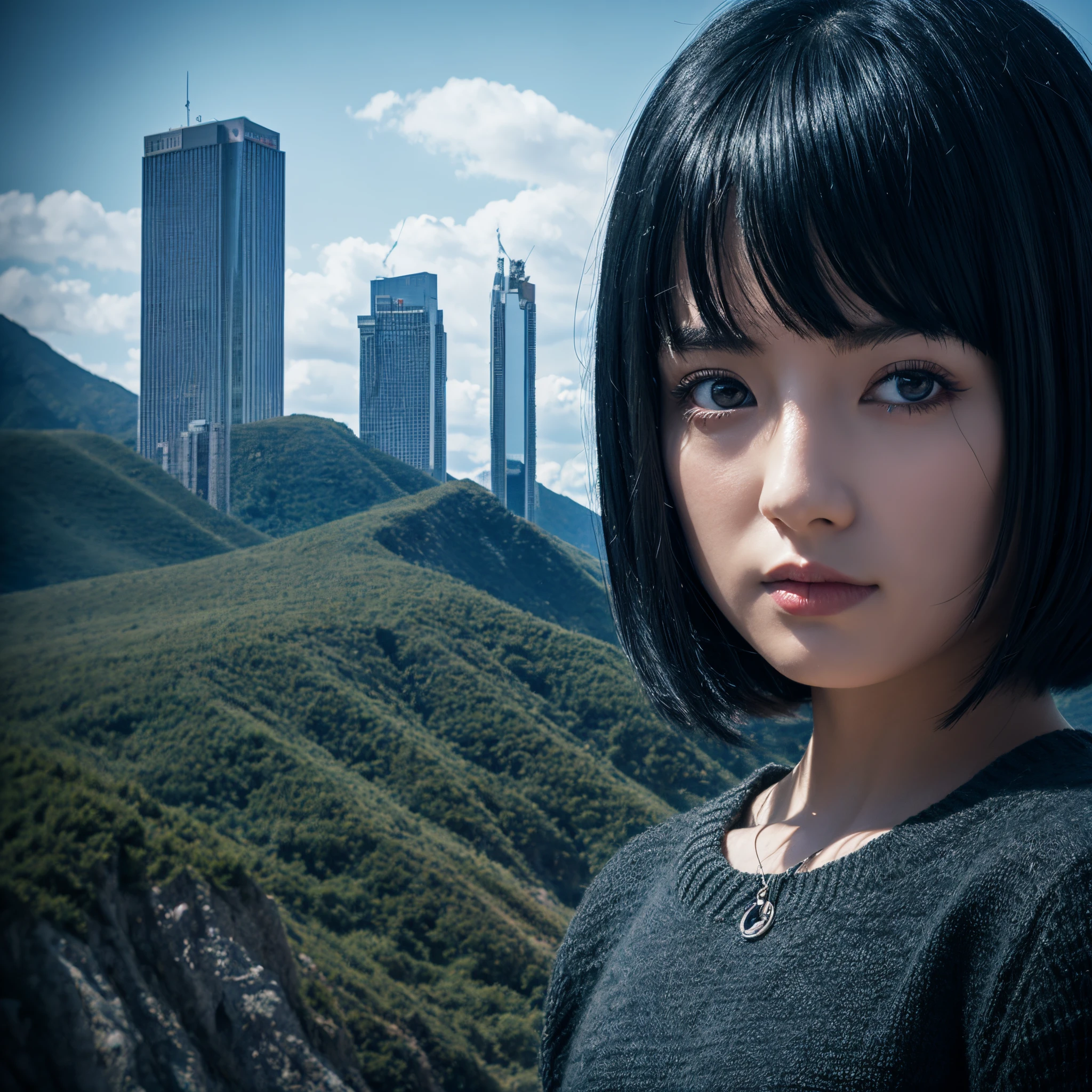 black hair, Surrealism, 8k, super detail