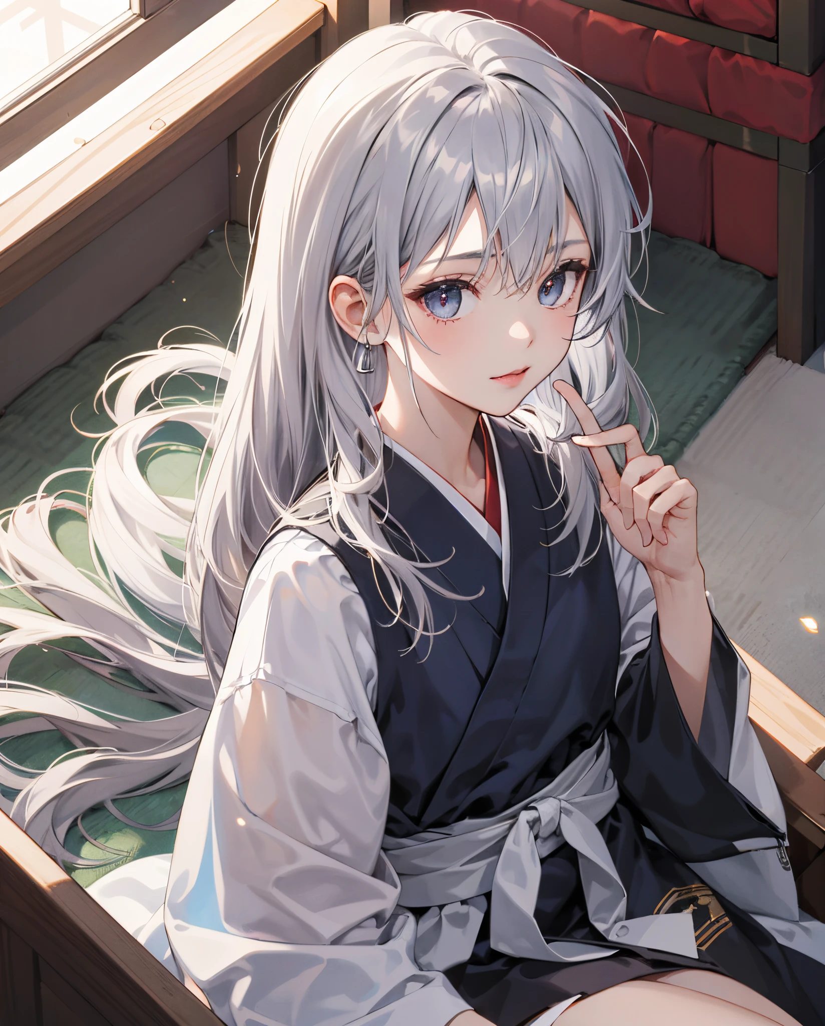 1 girl, Sunaookami Shiroko, long hair, silver hair, reqlistic, ultra detail, 70mm lens